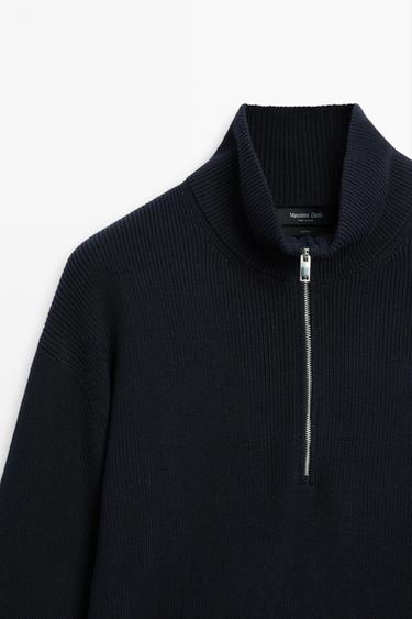 100% cotton mock neck knit sweater — NAVY BLUE 9