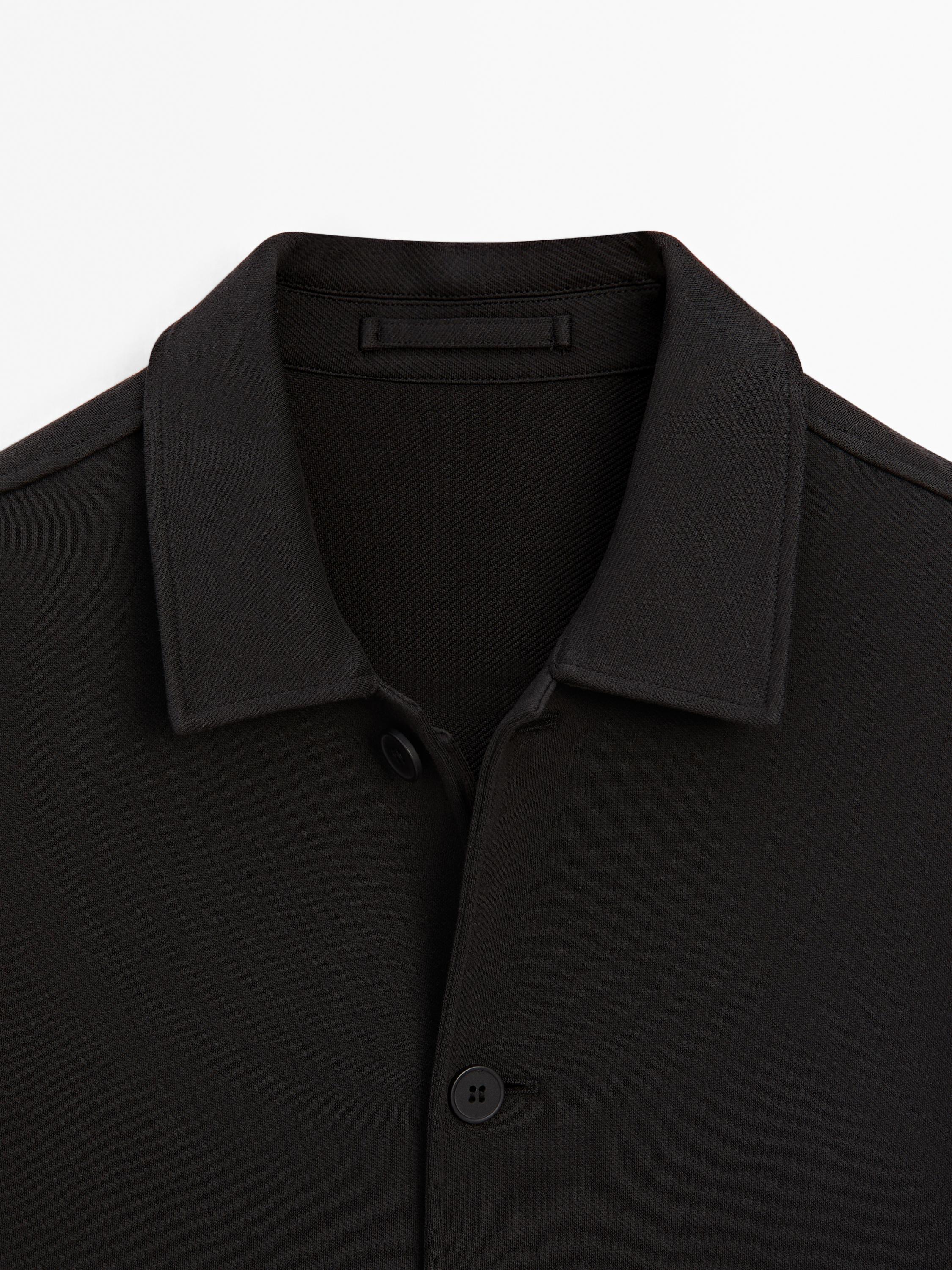 Cotton blend twill overshirt