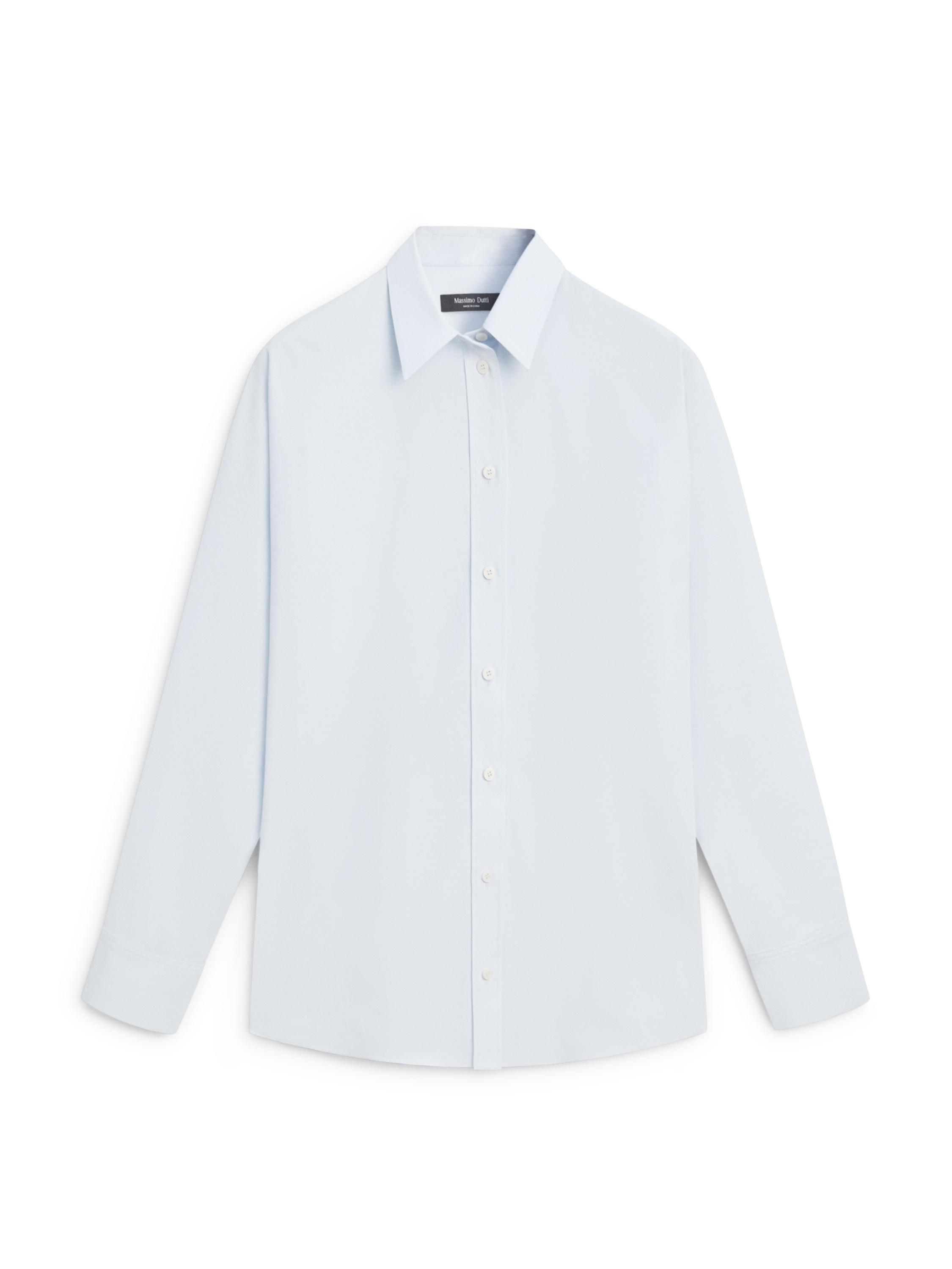 Poplin and cotton blend shirt — SKY BLUE