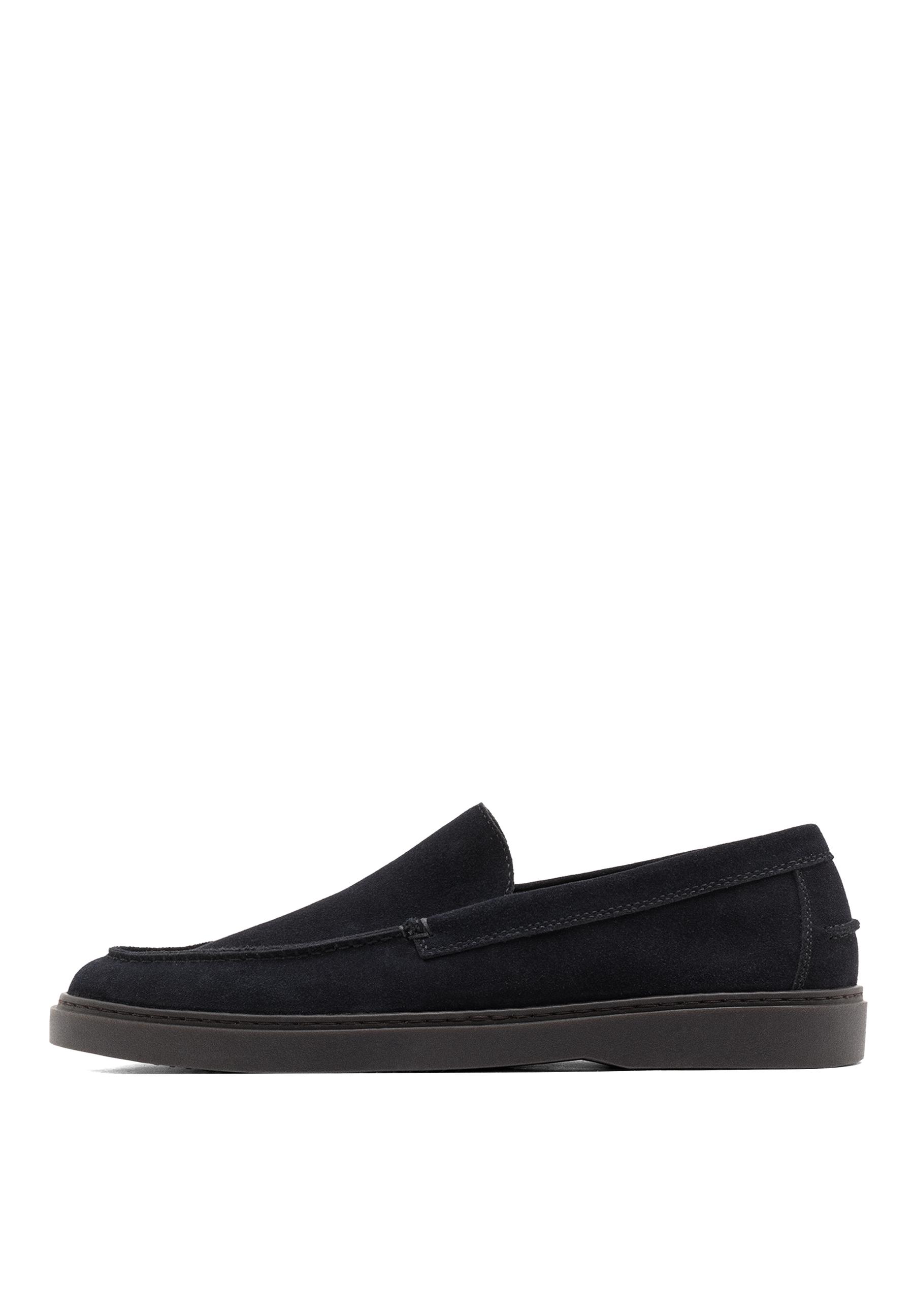 Split suede leather loafer — Dark blue