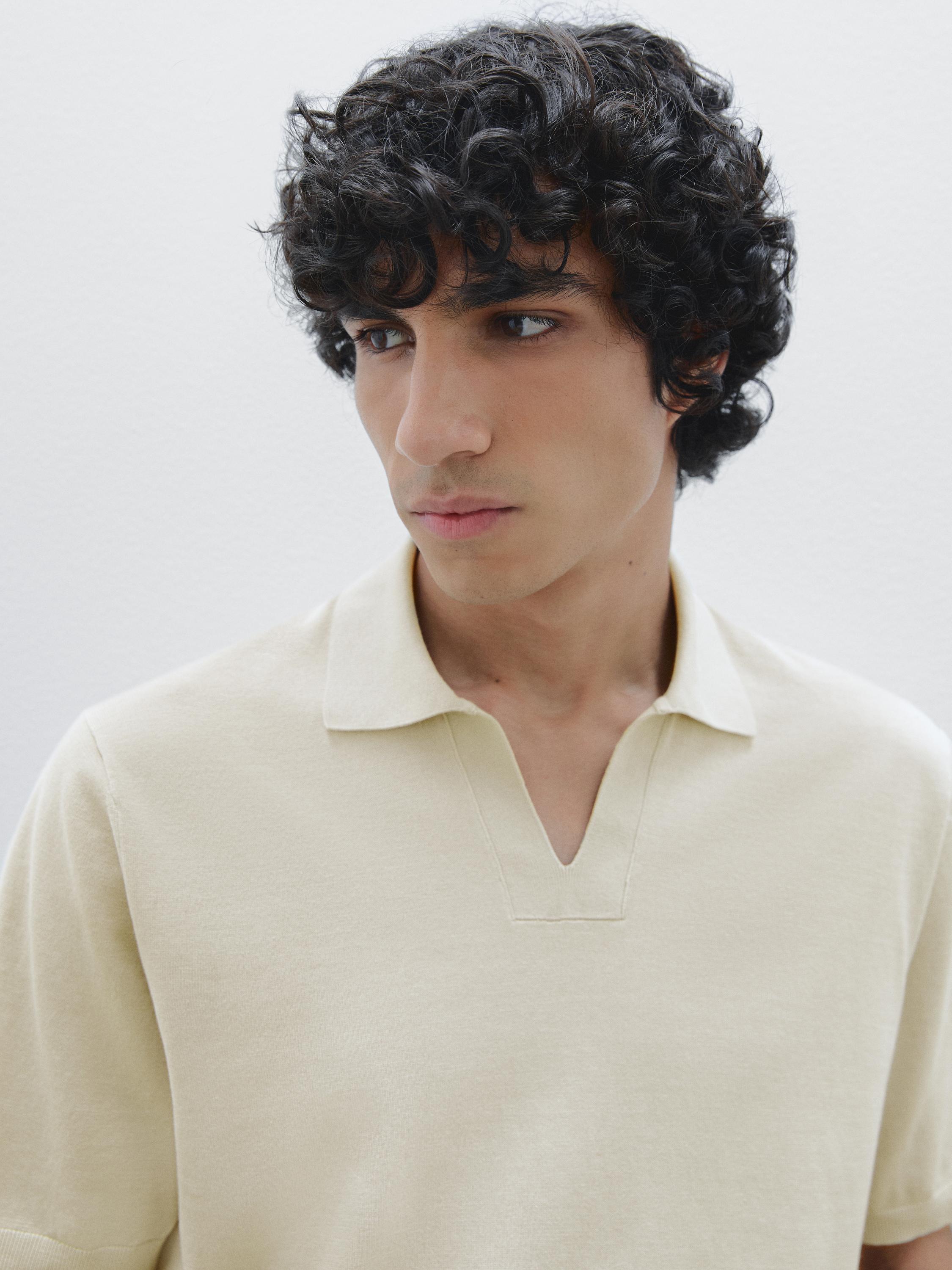 قميص بولو قطن بأكمام قصيرة