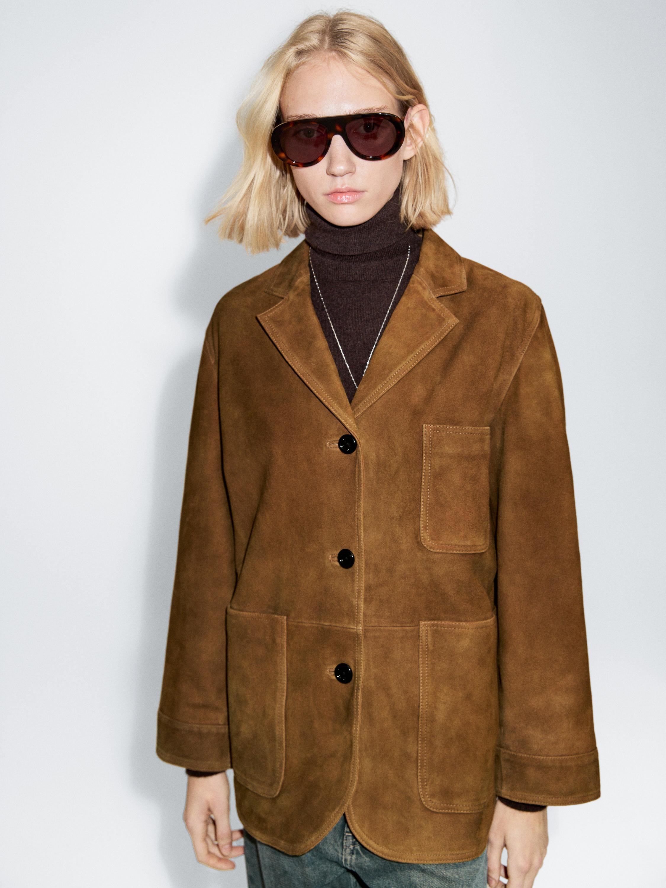 Σακάκι με τσέπες από σουέντ δέρμα