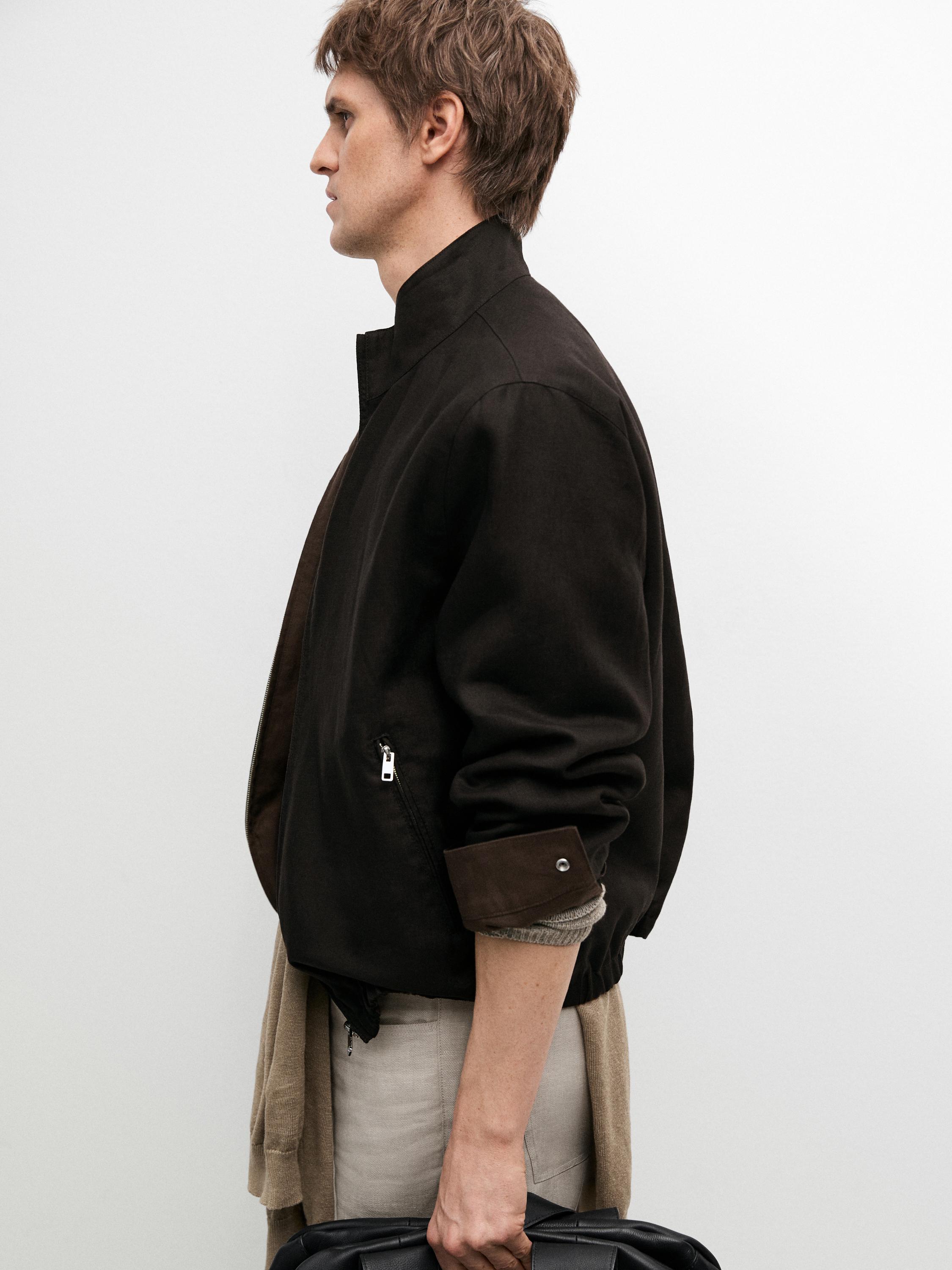 Reversible linen jacket — BLACK