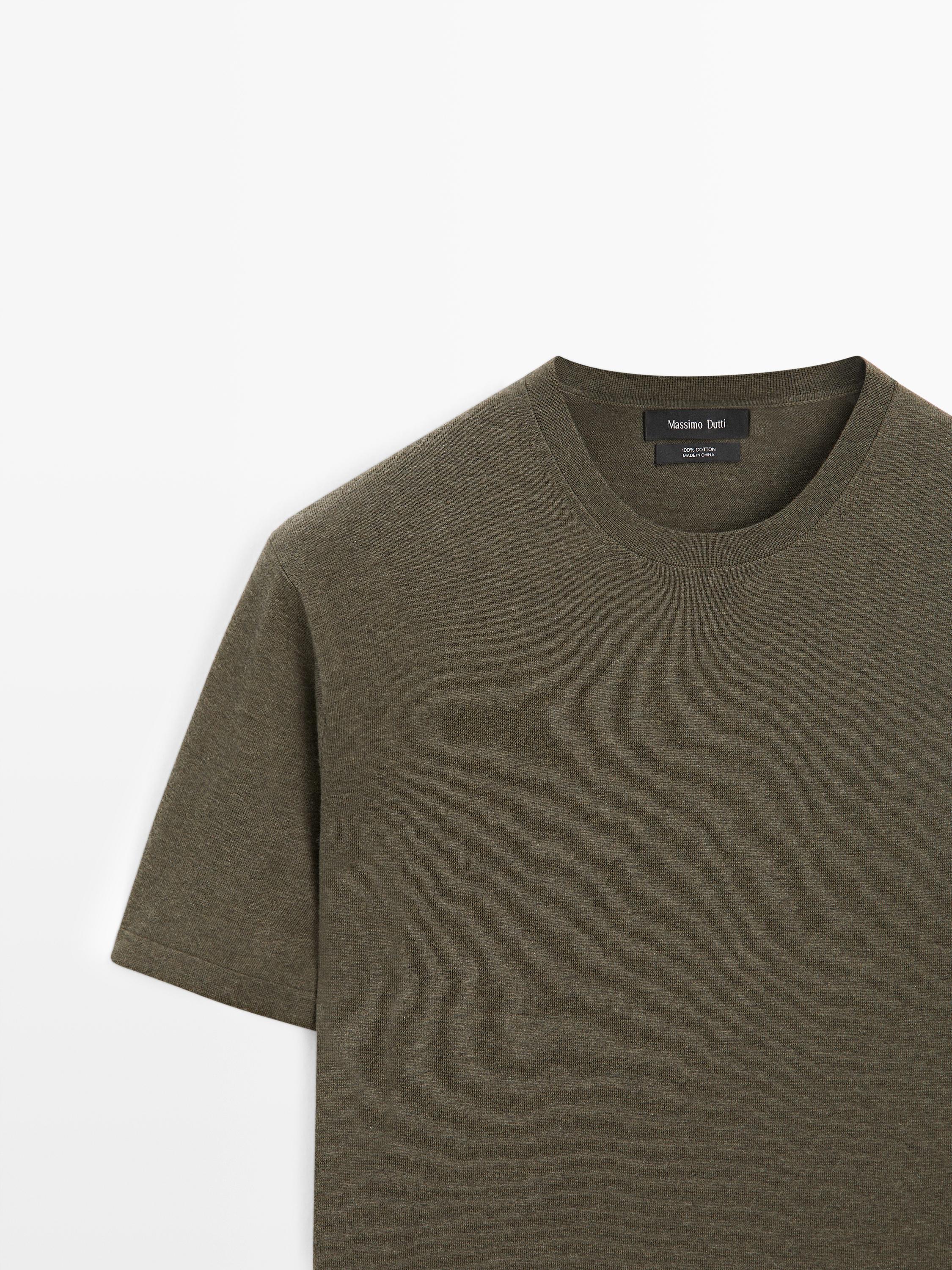 100% cotton short sleeve knit sweater — GREEN