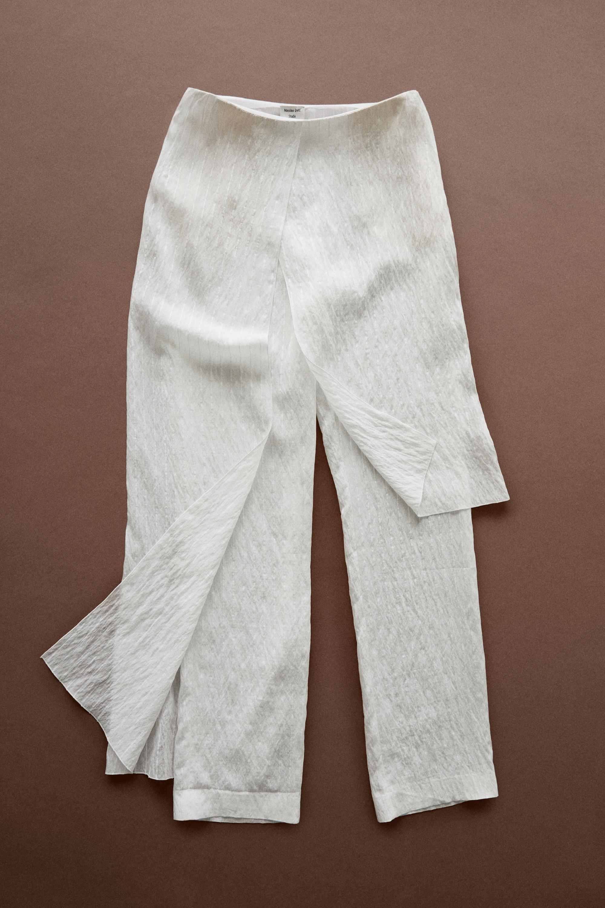 Asymmetric striped skort - STUDIO — WHITE