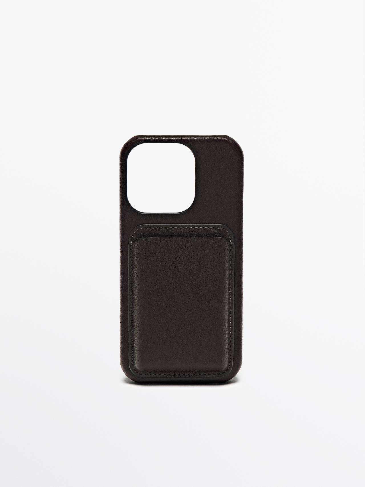 Massimo Dutti - Herre - Cover I Nappalæder Til Iphone 16 Pro - Brun - 01