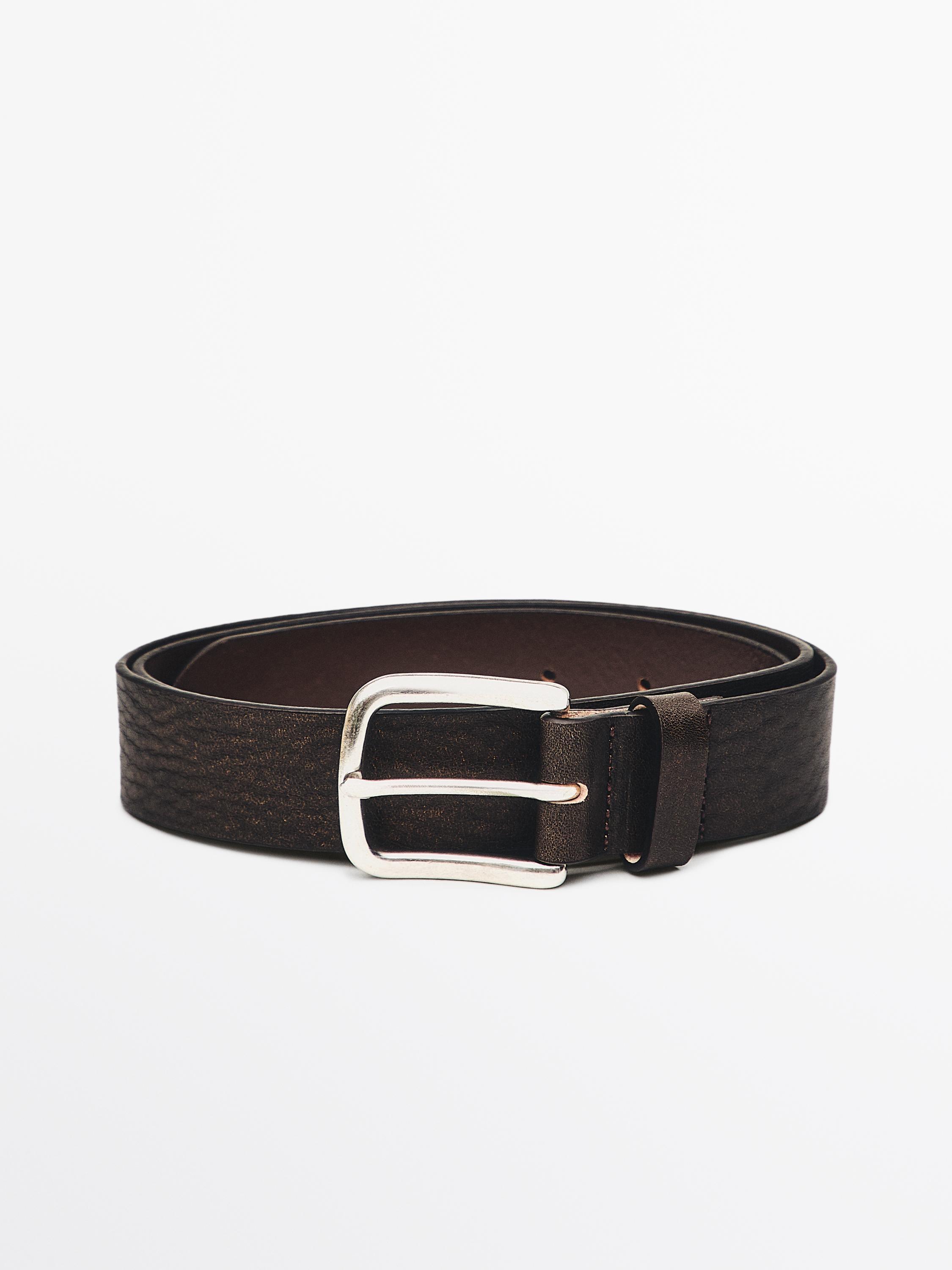 Distressed leather belt