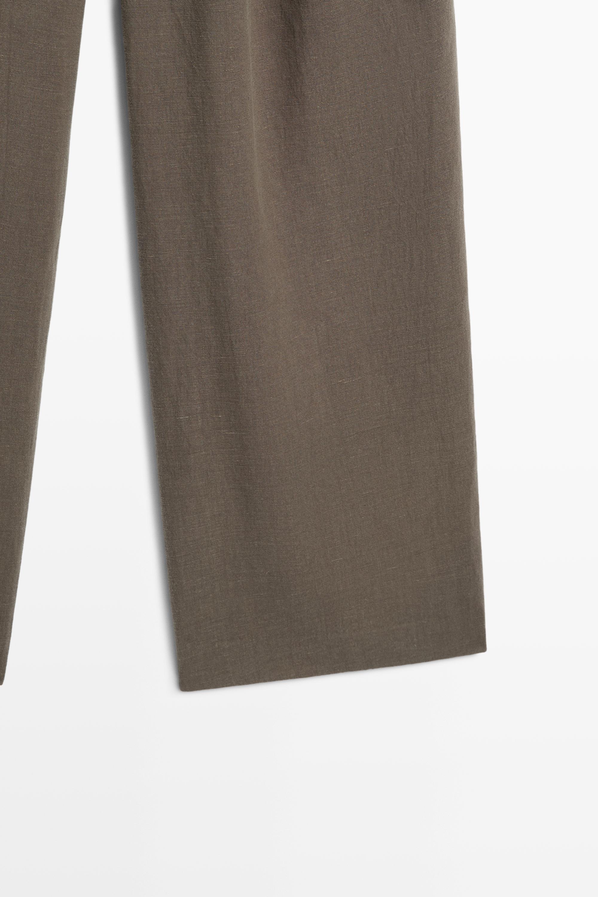Linen blend pleated trousers — MOLE BROWN