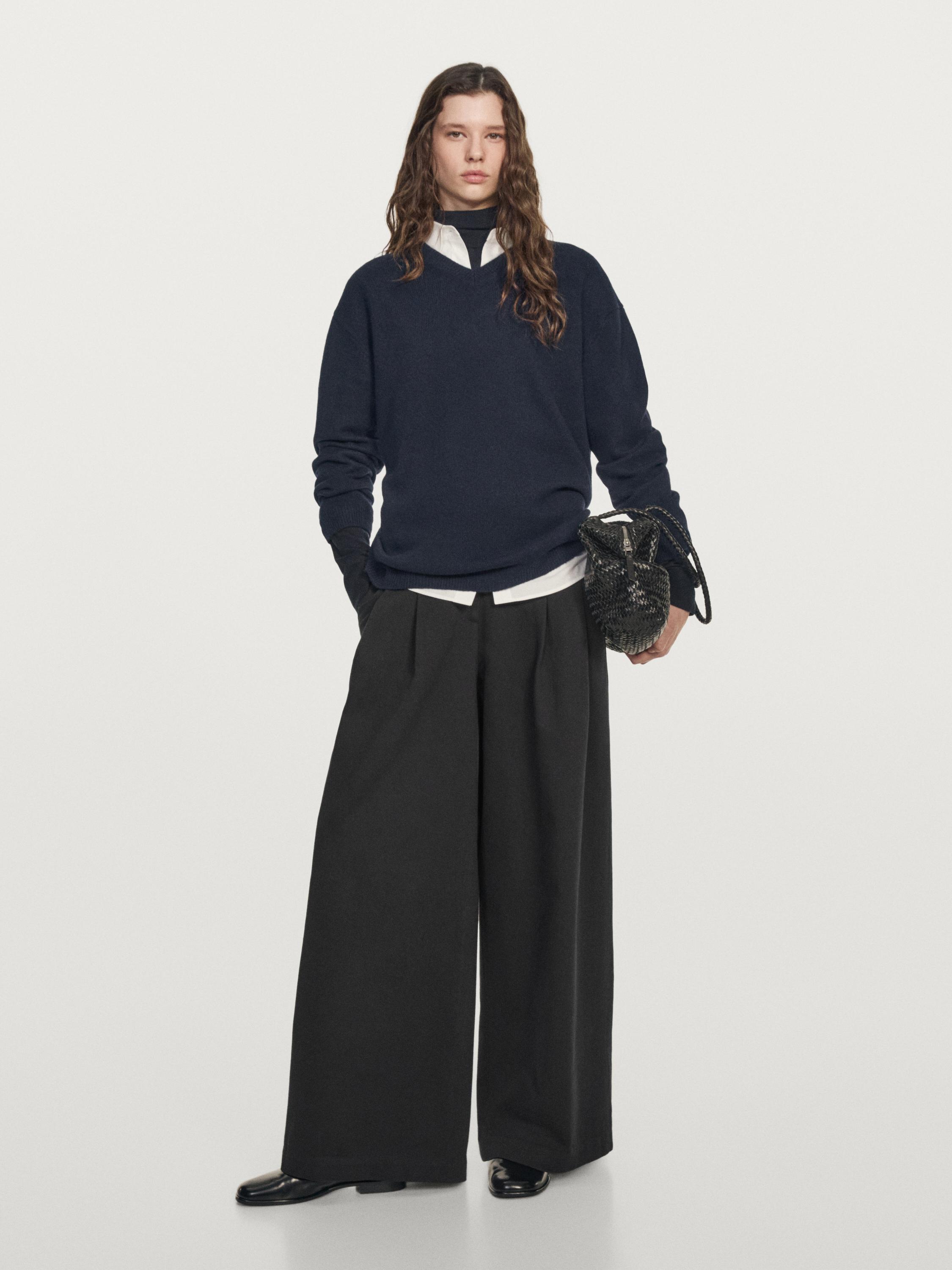 Jersey punto oversize cuello pico
