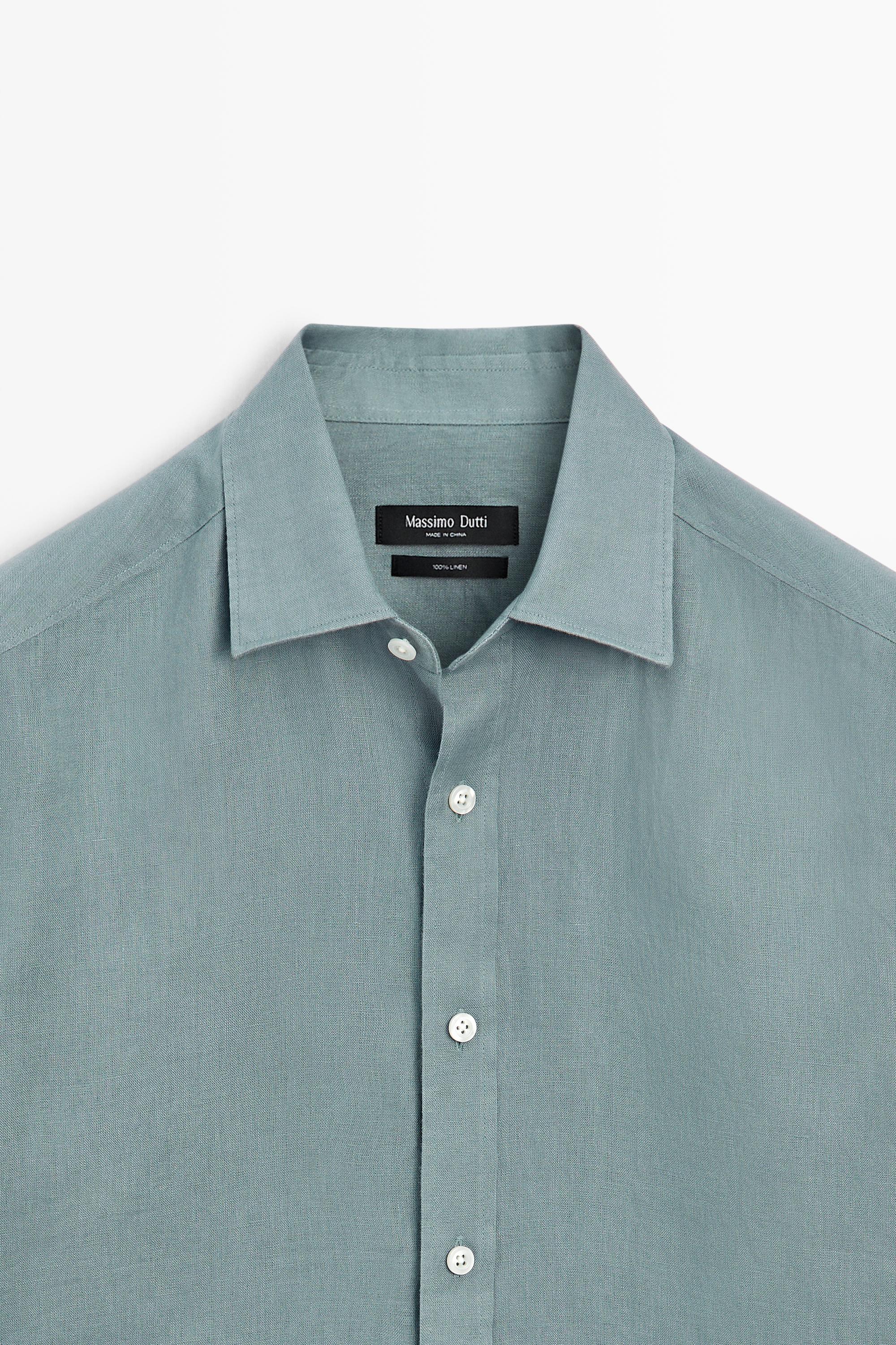 100% linen slim fit shirt — DEEP BLUE