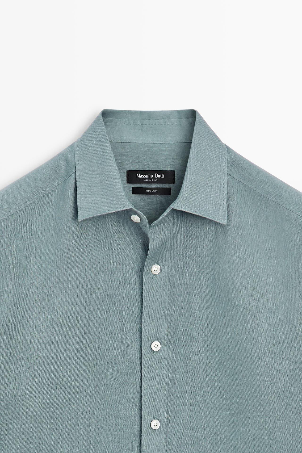 100% linen slim fit shirt — DEEP BLUE