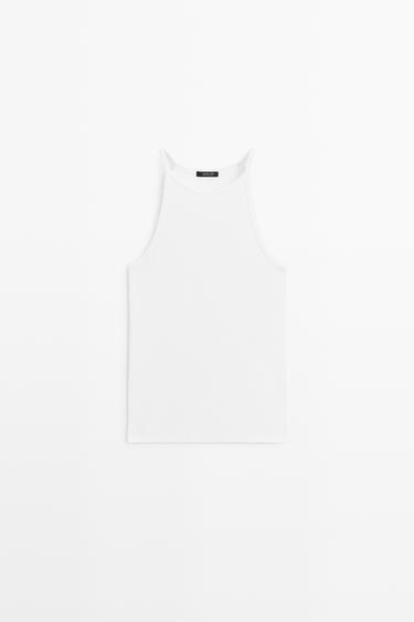 Cotton blend halter top — WHITE 2