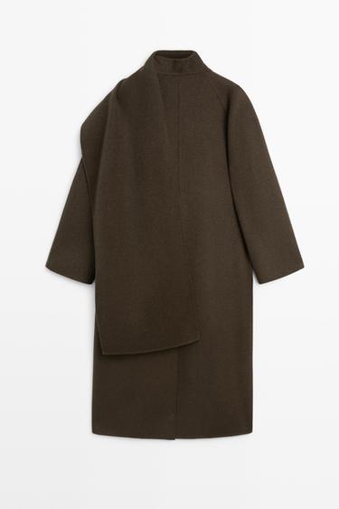 Long coat with scarf detail — Greyish green 6
