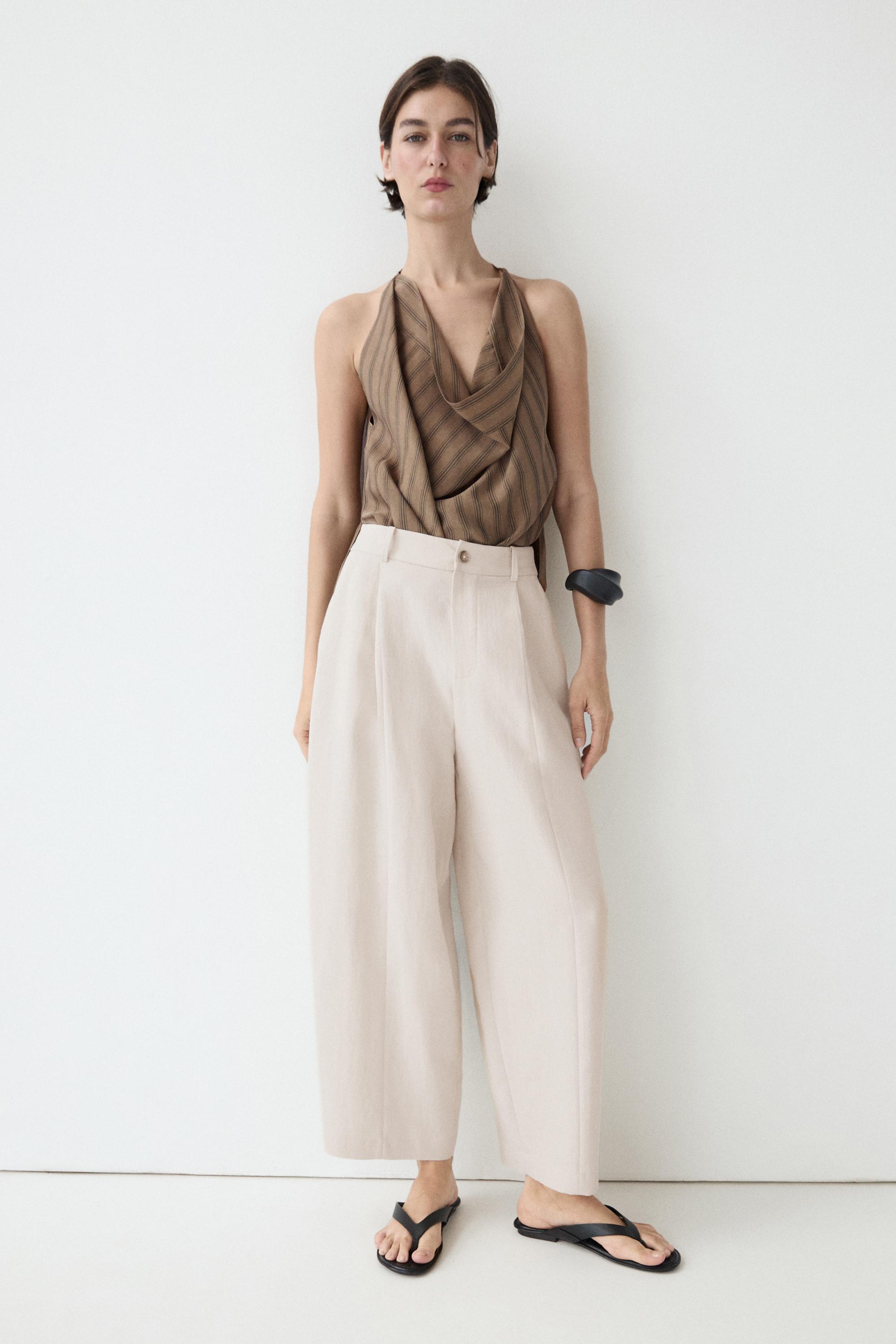 Flowing pants with elasticated waistband — CREAM