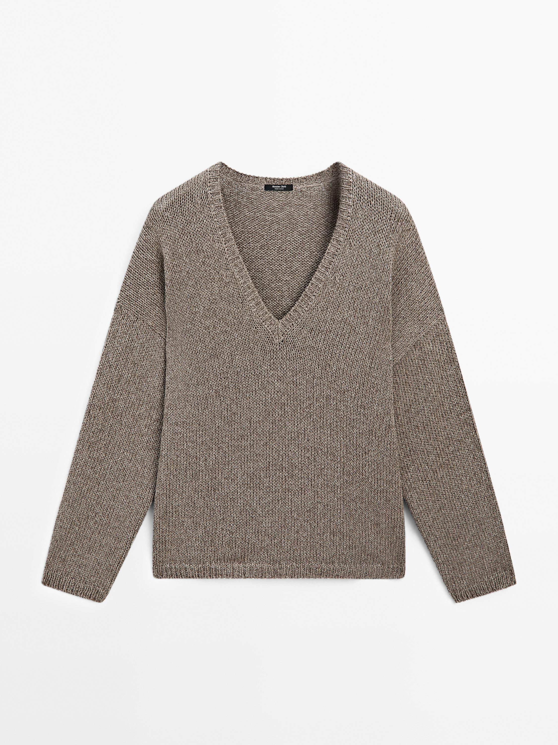 V-neck knit sweater