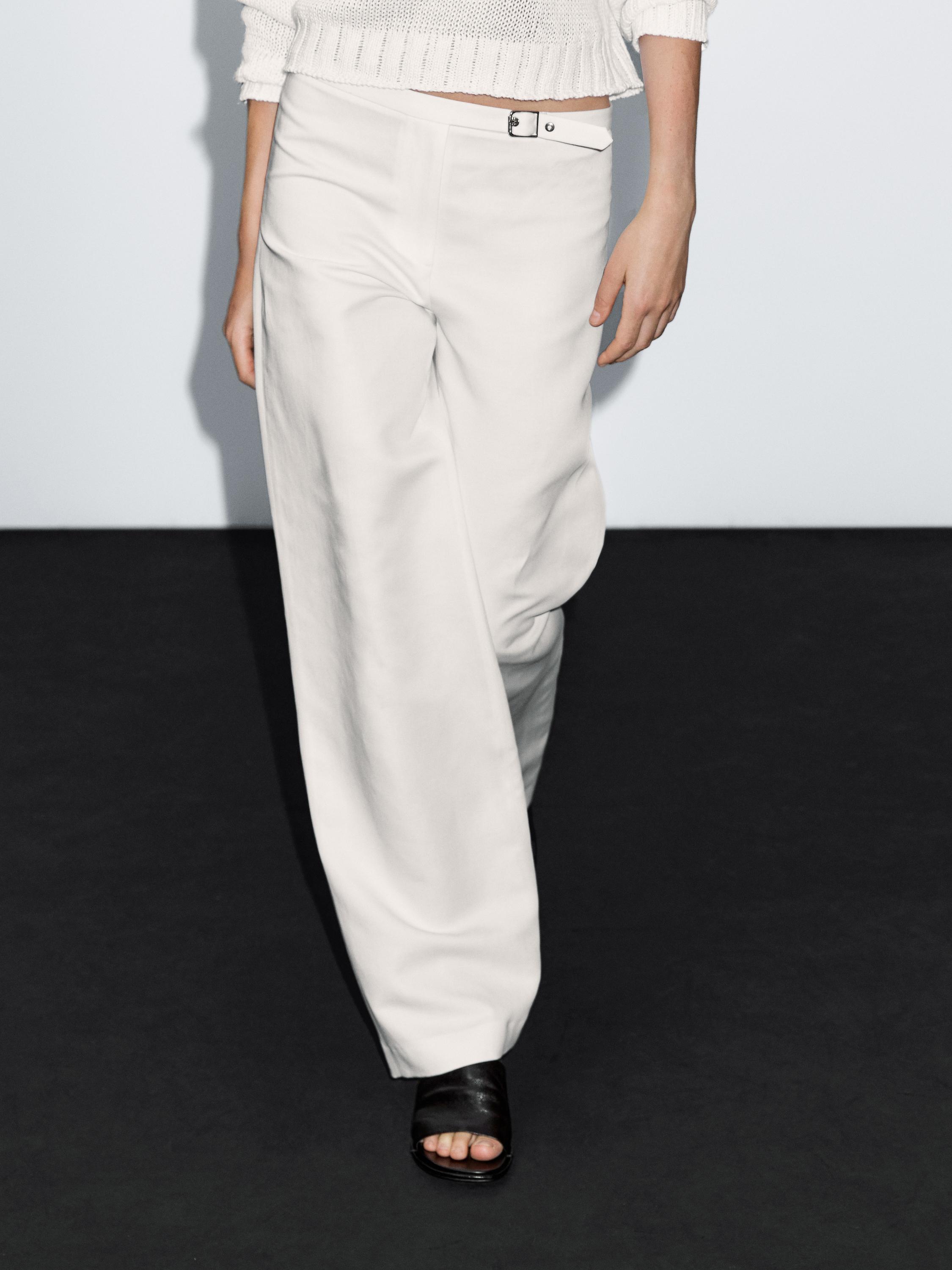 Straight-fit trousers with buckle detail