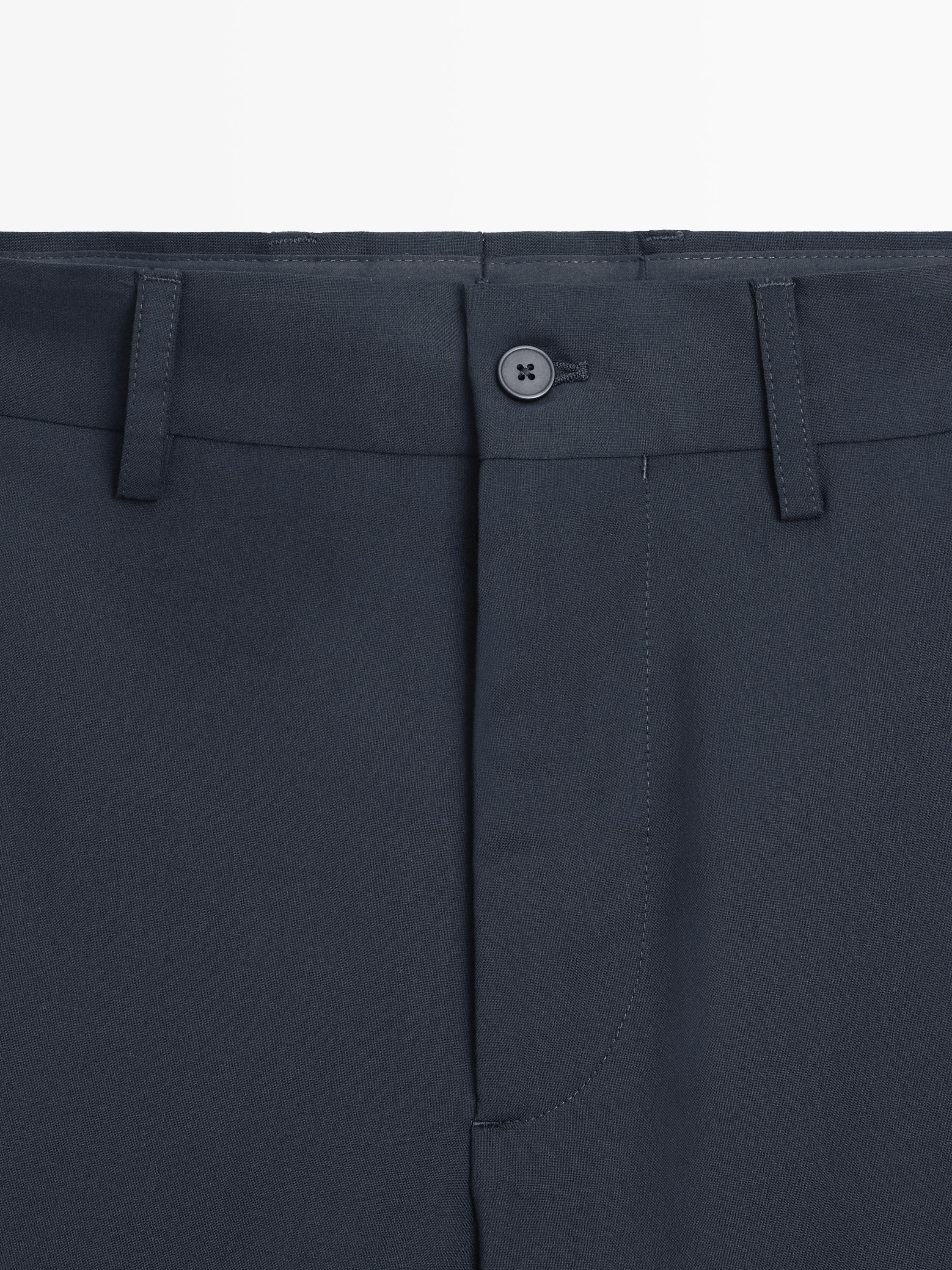 Wide-leg cool wool suit trousers — NAVY BLUE (alternate view)