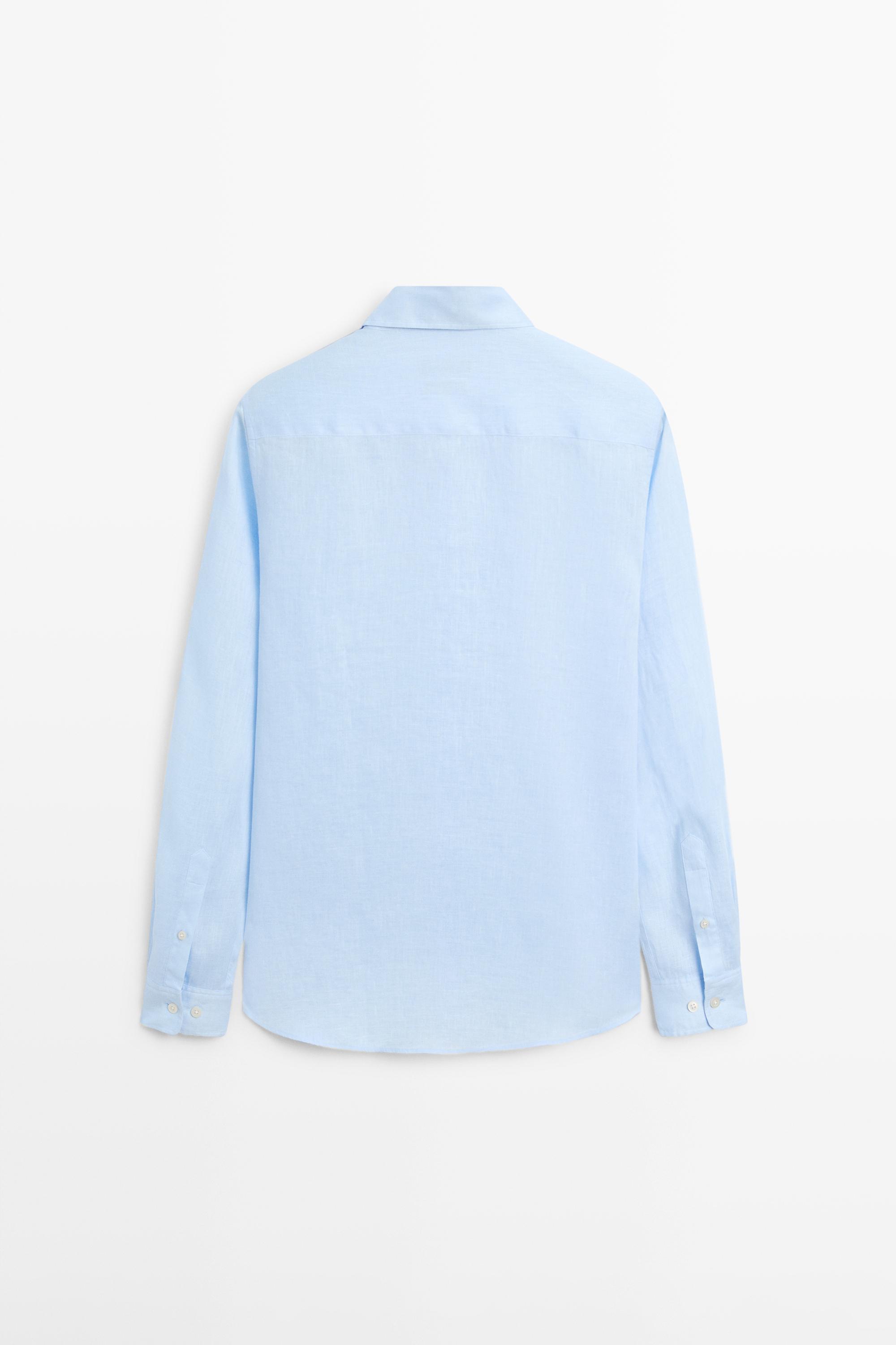 100% linen slim fit shirt — Sky blue