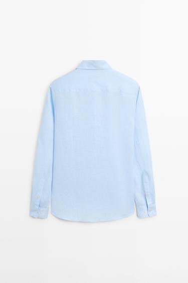 100% linen slim fit shirt — Sky blue 6
