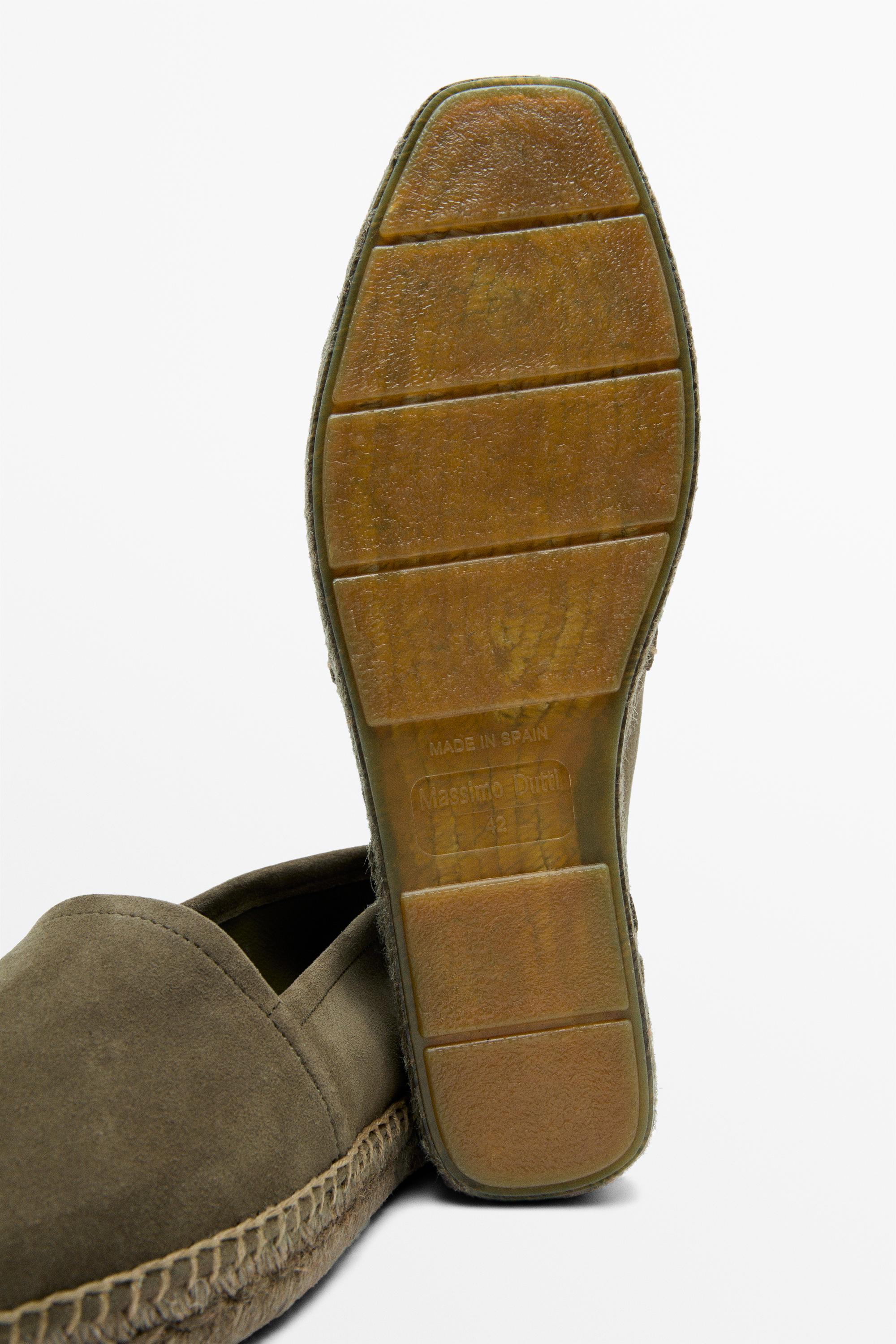 Leather espadrilles — KHAKI