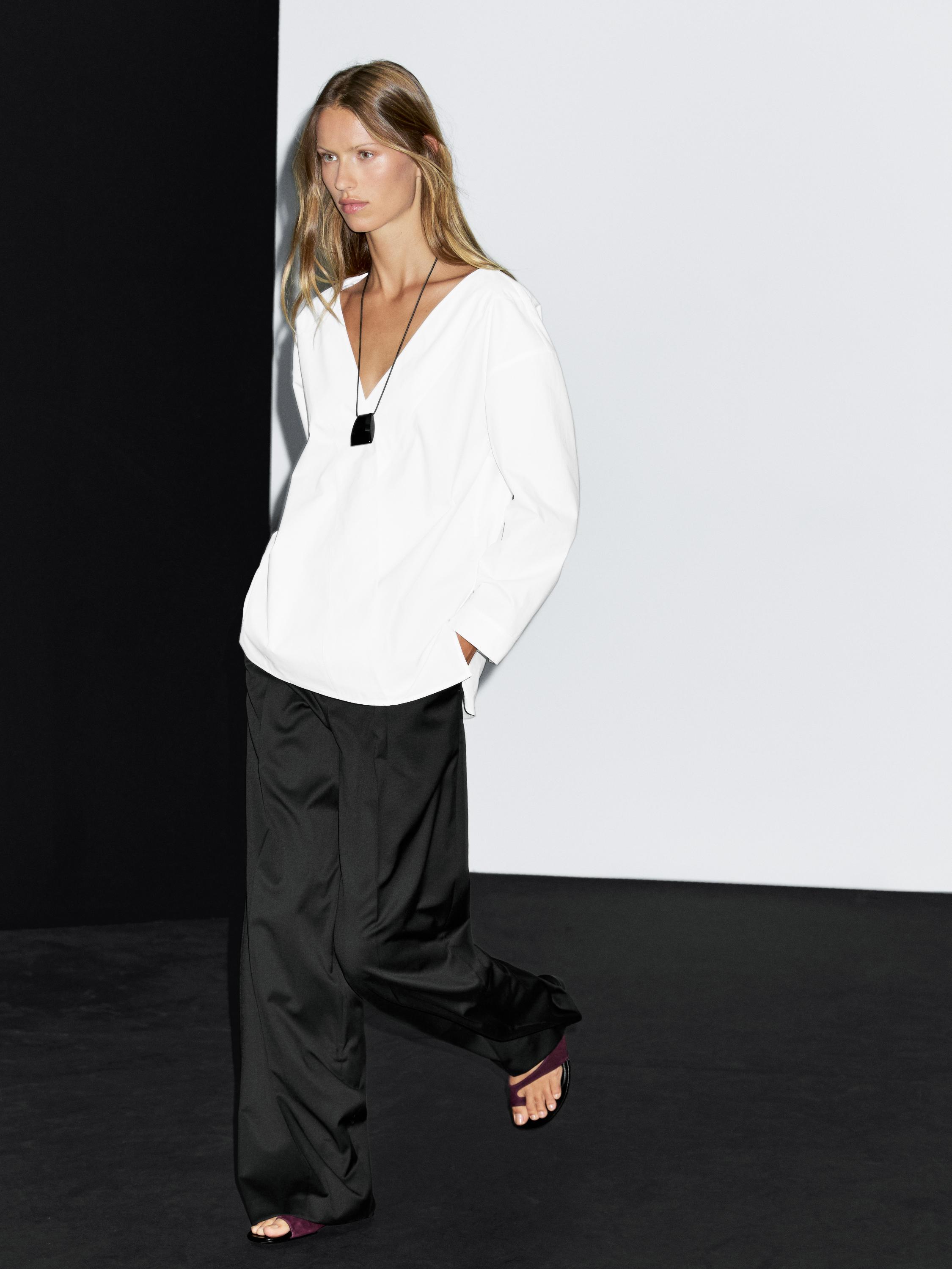 Blouse cache-cœur 100 % coton