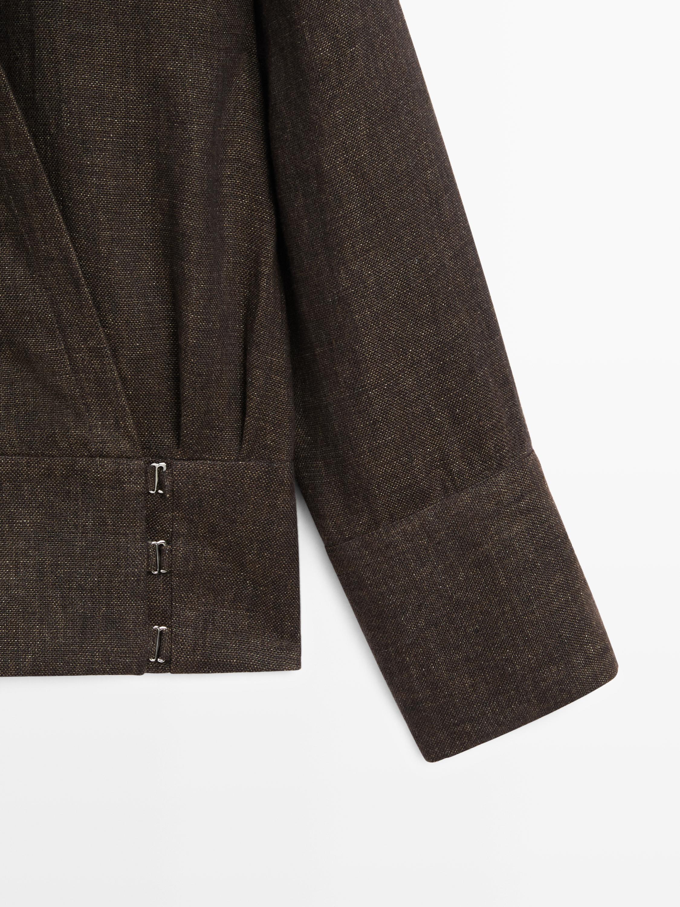 Total look melange linen overshirt — MOLE BROWN