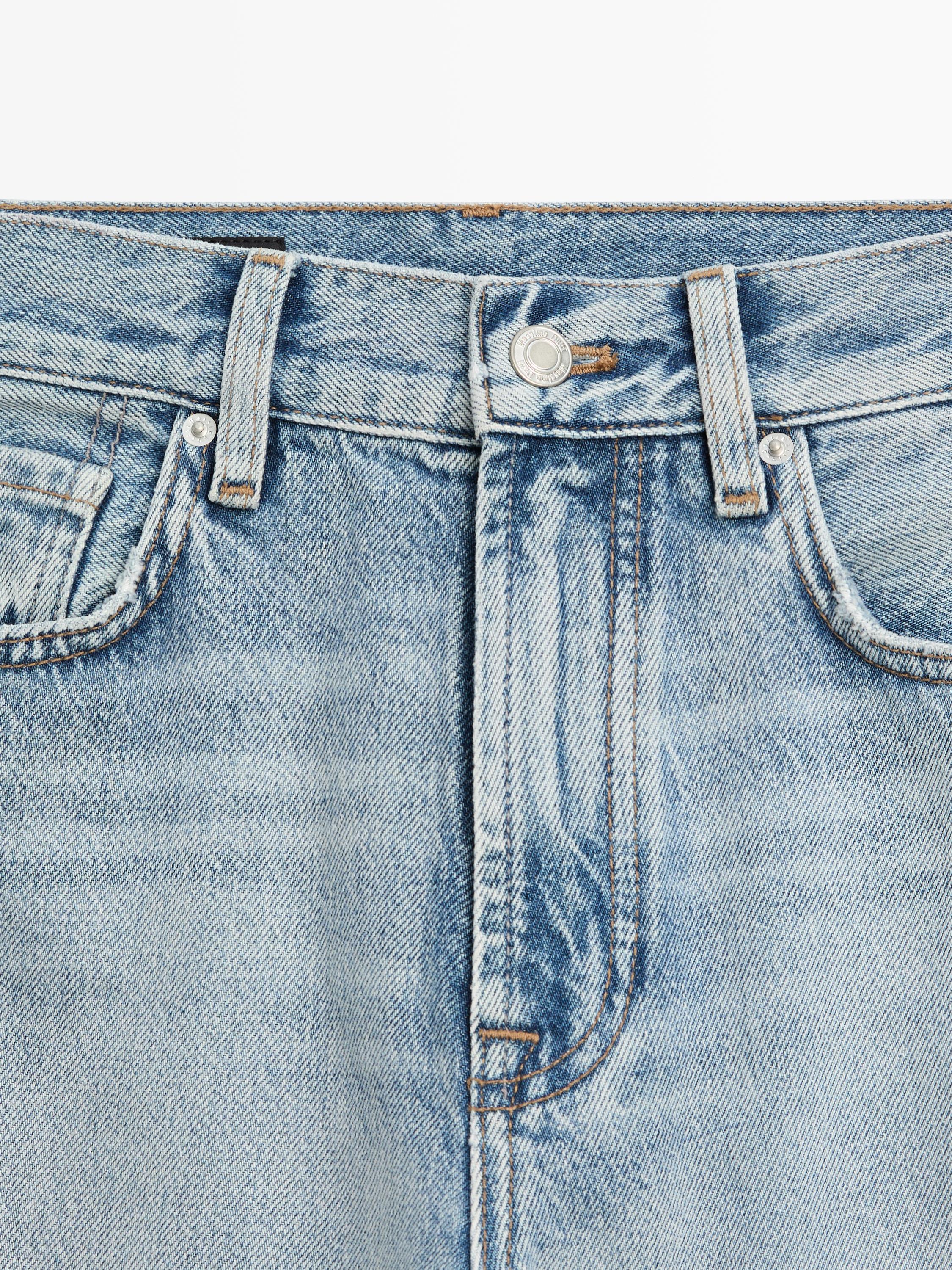 Straight-leg high-waist jeans — Light Blue