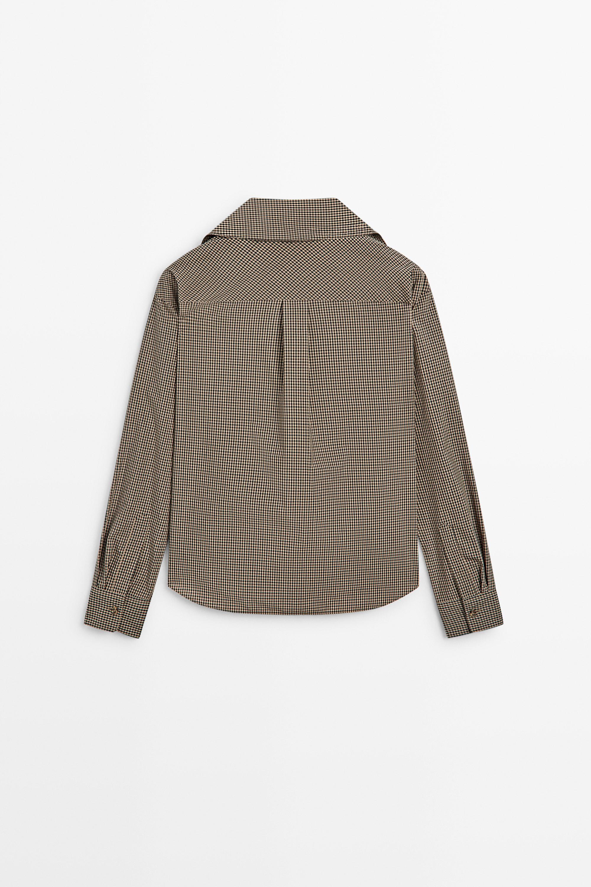 Cotton blend gingham shirt - thumbnail 6
