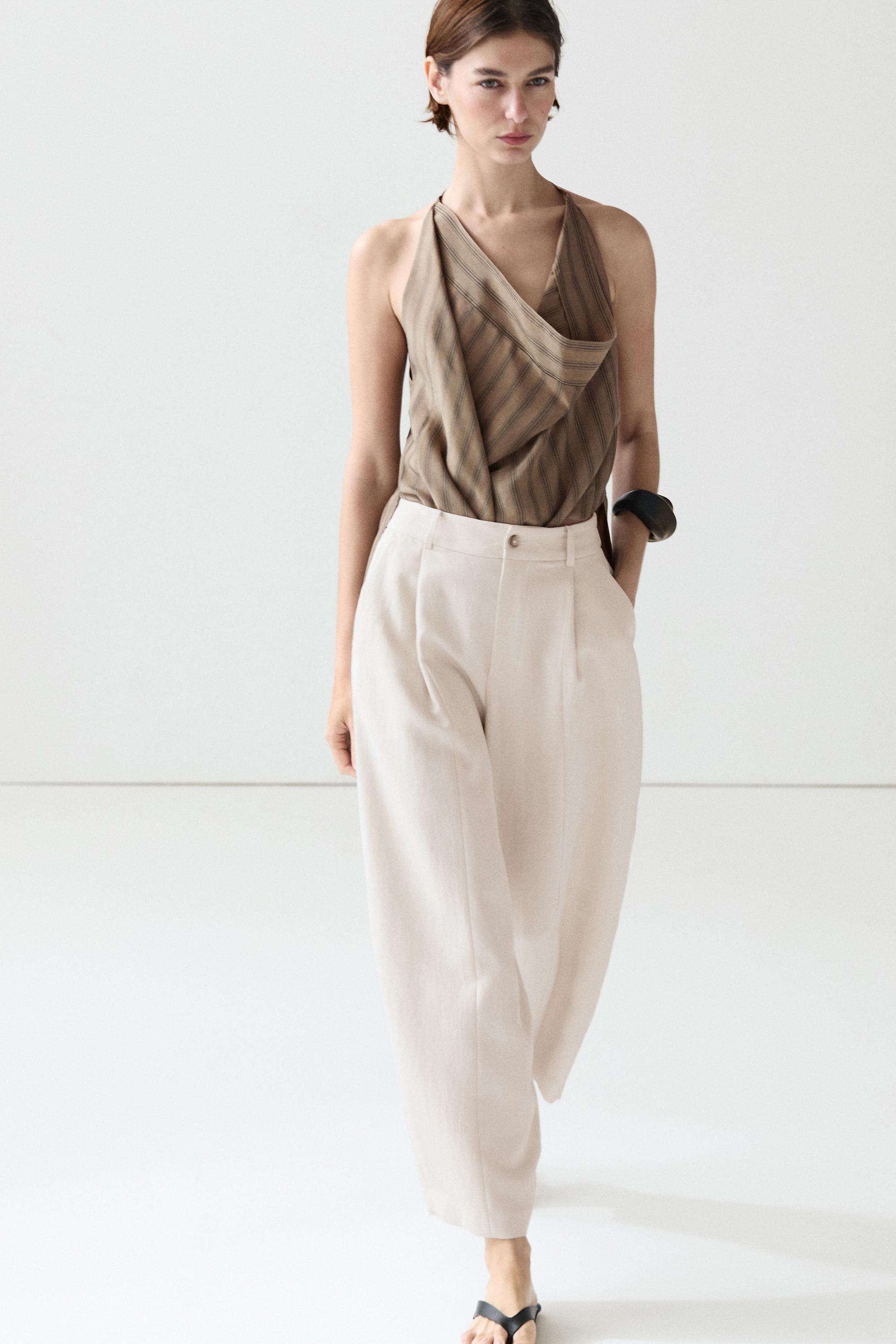 Flowing pants with elasticated waistband — CREAM