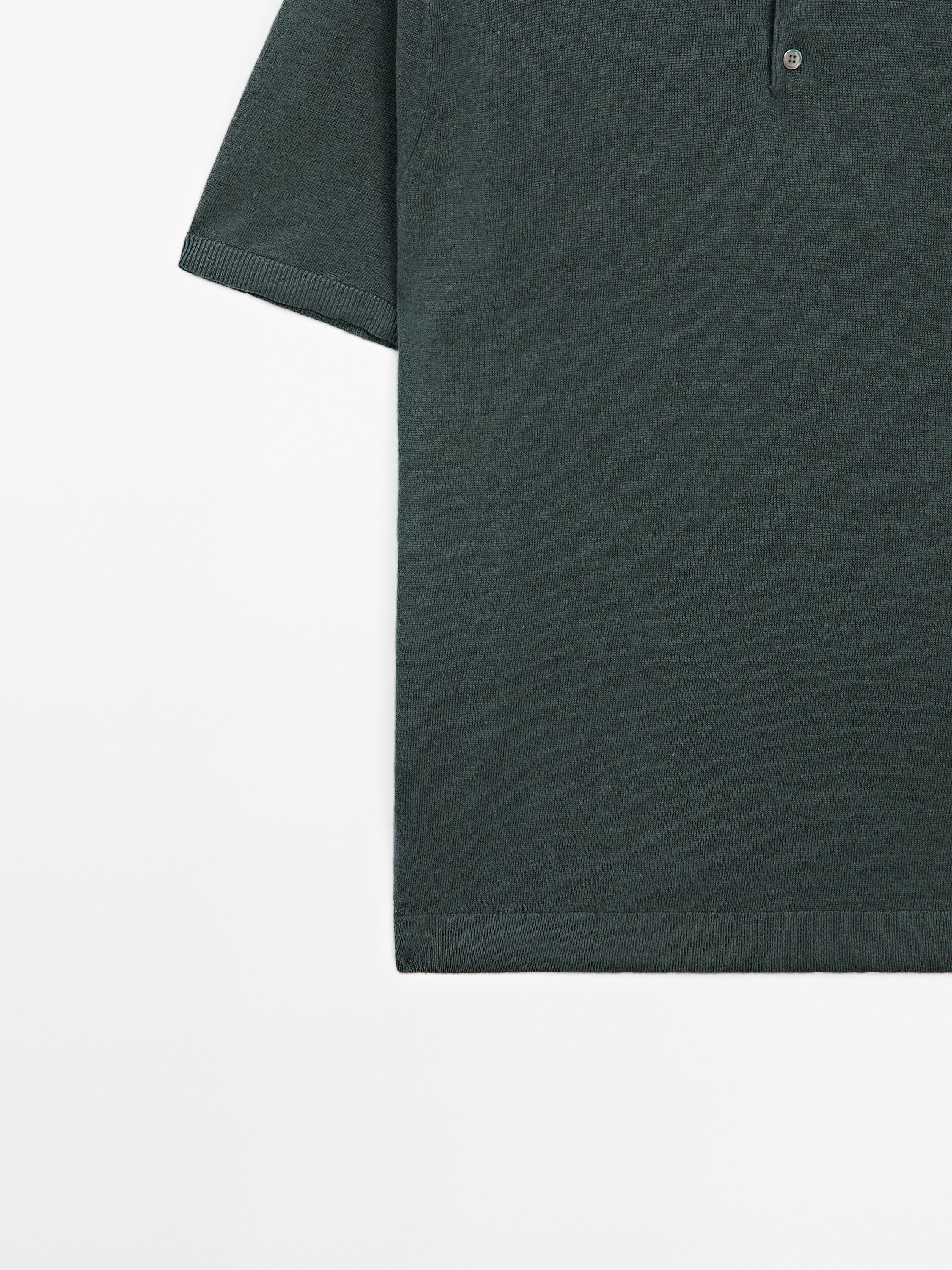 100% linen knit polo shirt