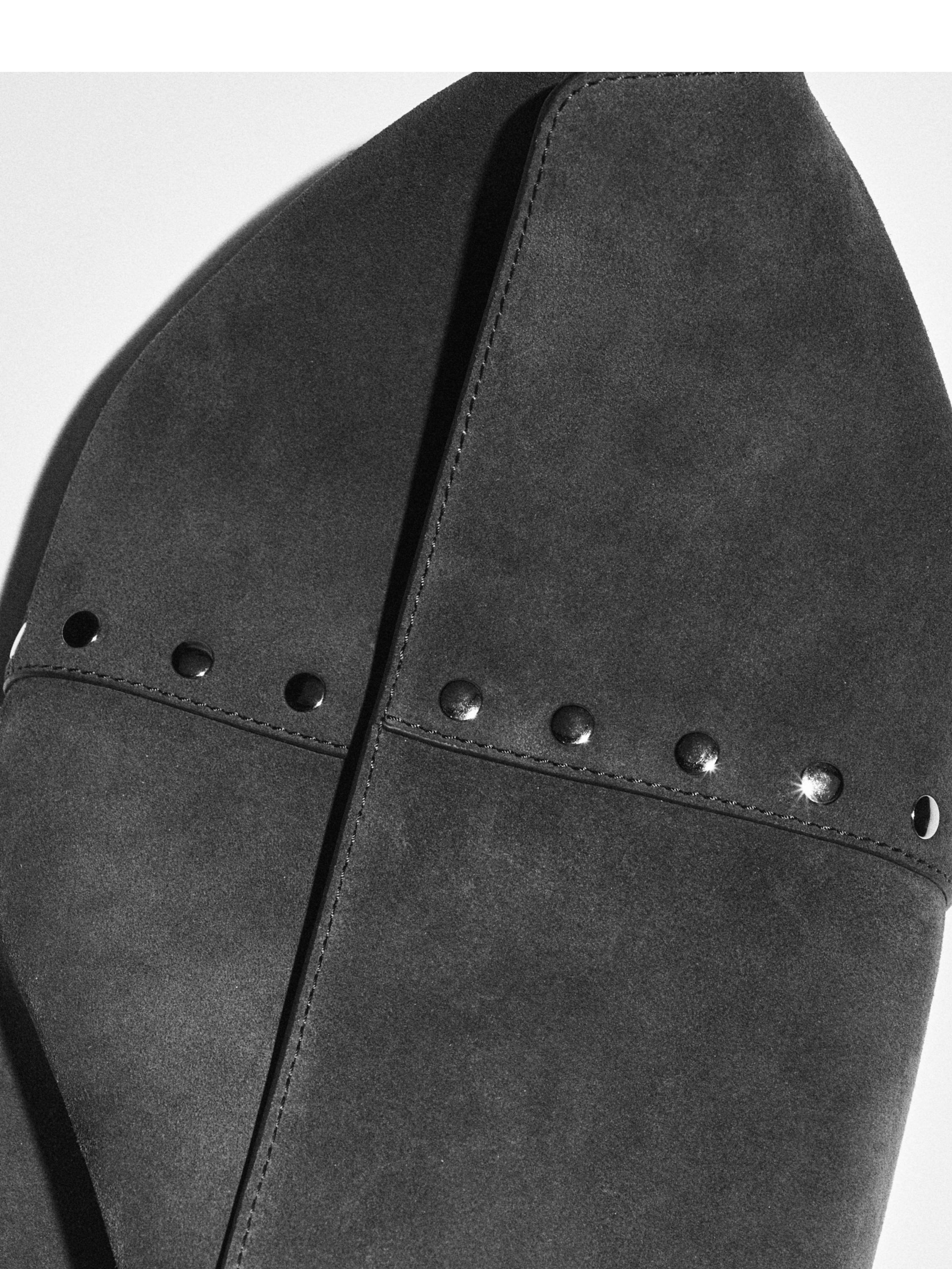 Split suede leather bucket bag — MINK