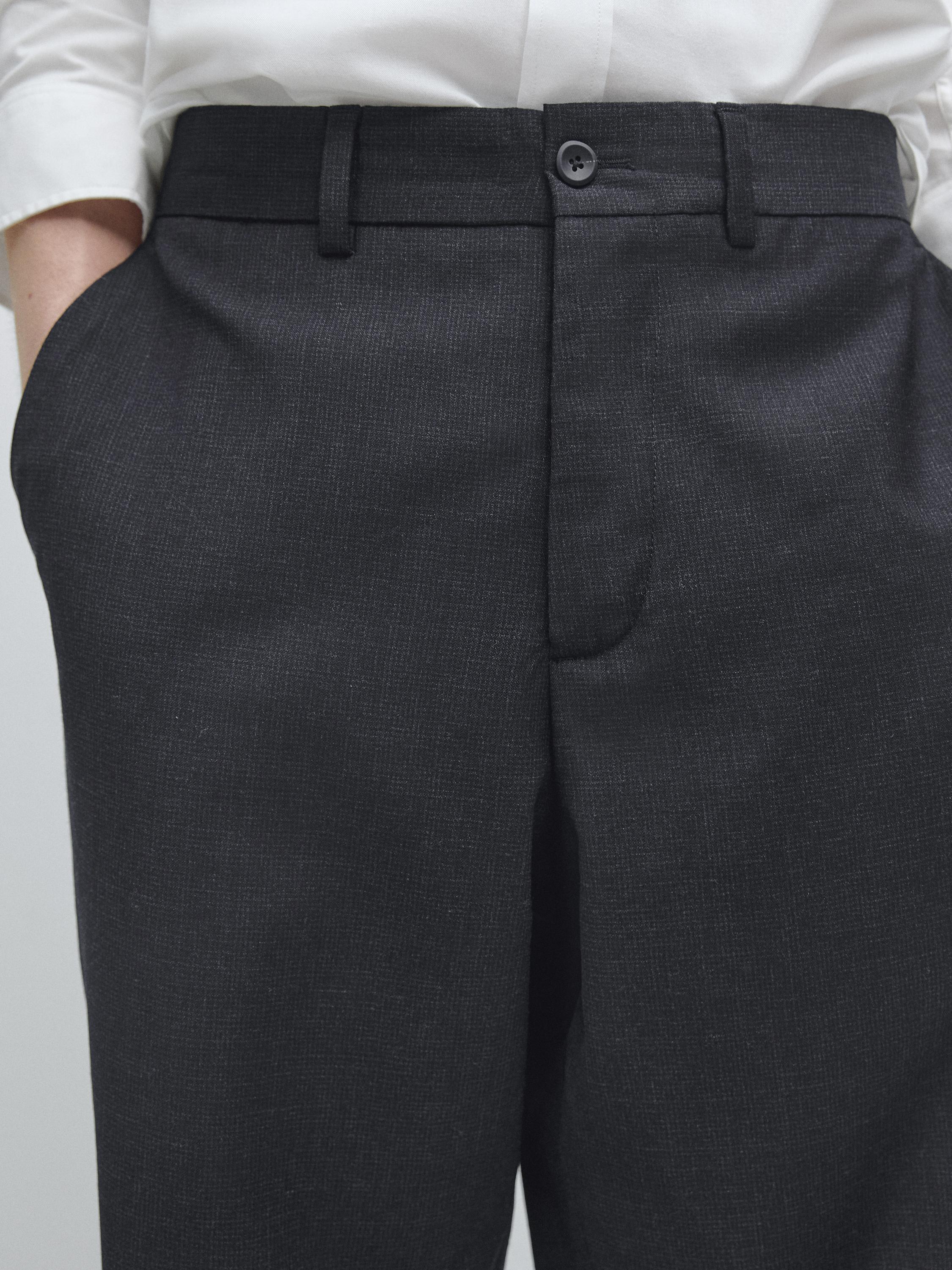 Wool houndstooth trousers — NAVY BLUE