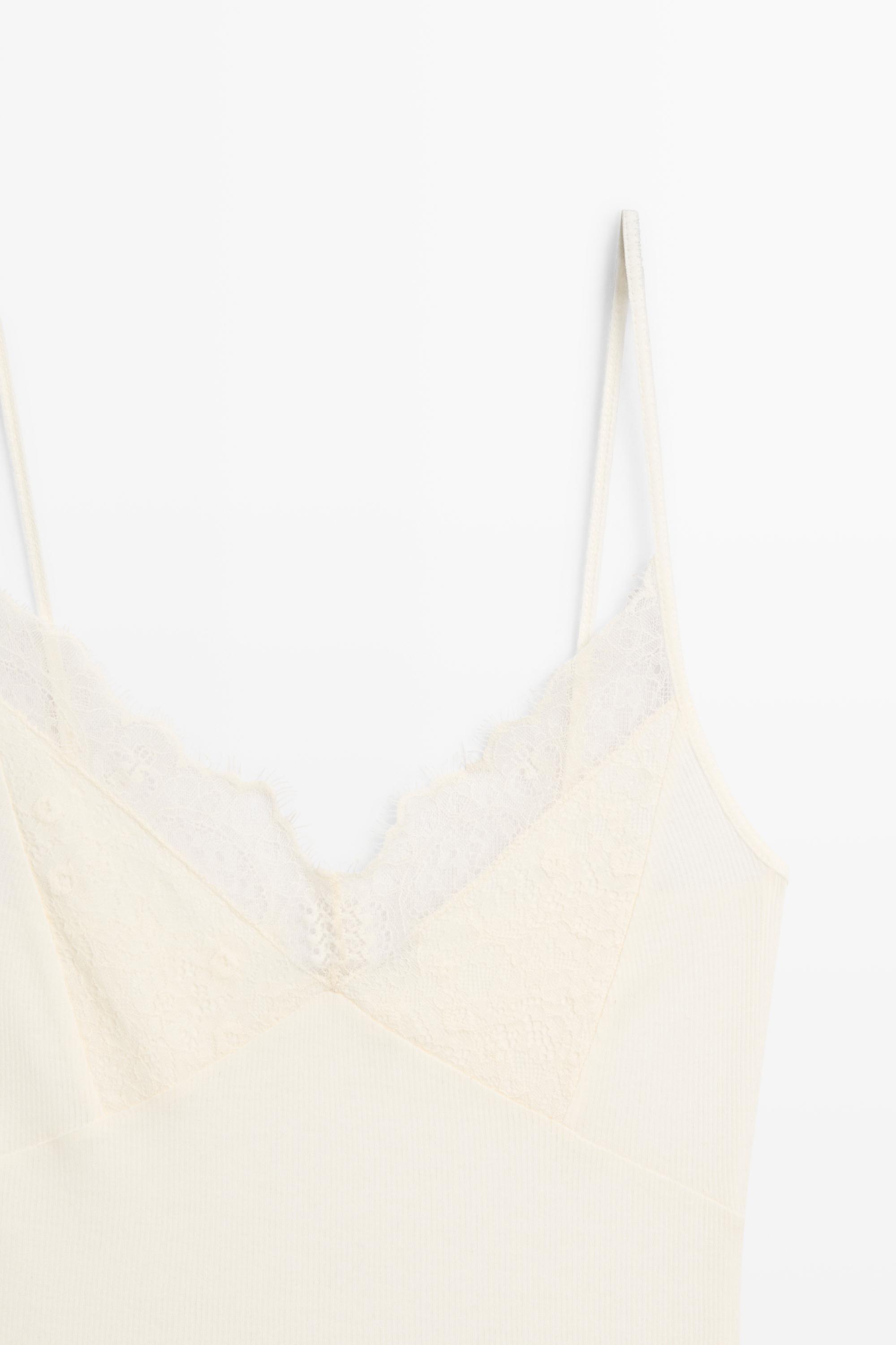 Strappy top with lace detail — CREAM
