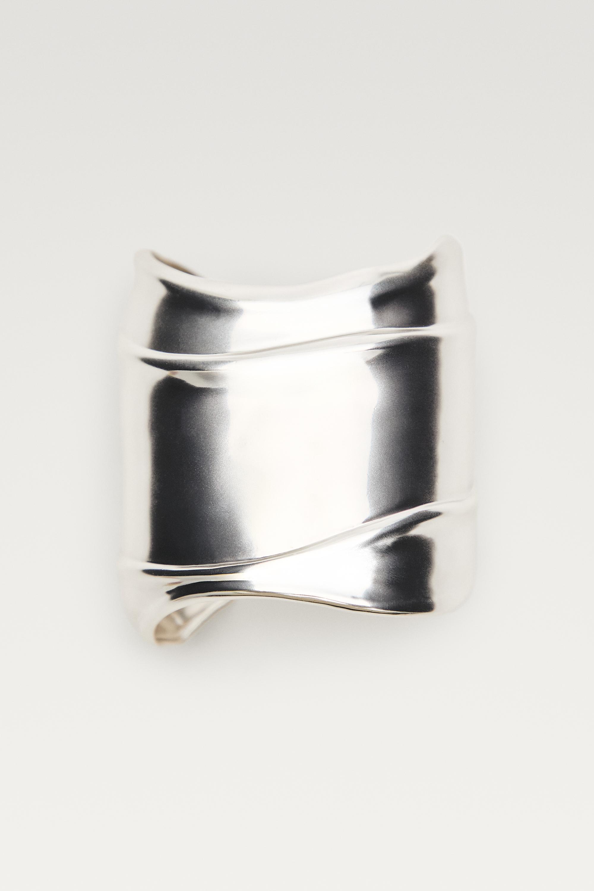 Wide draped-effect bracelet — SILVER