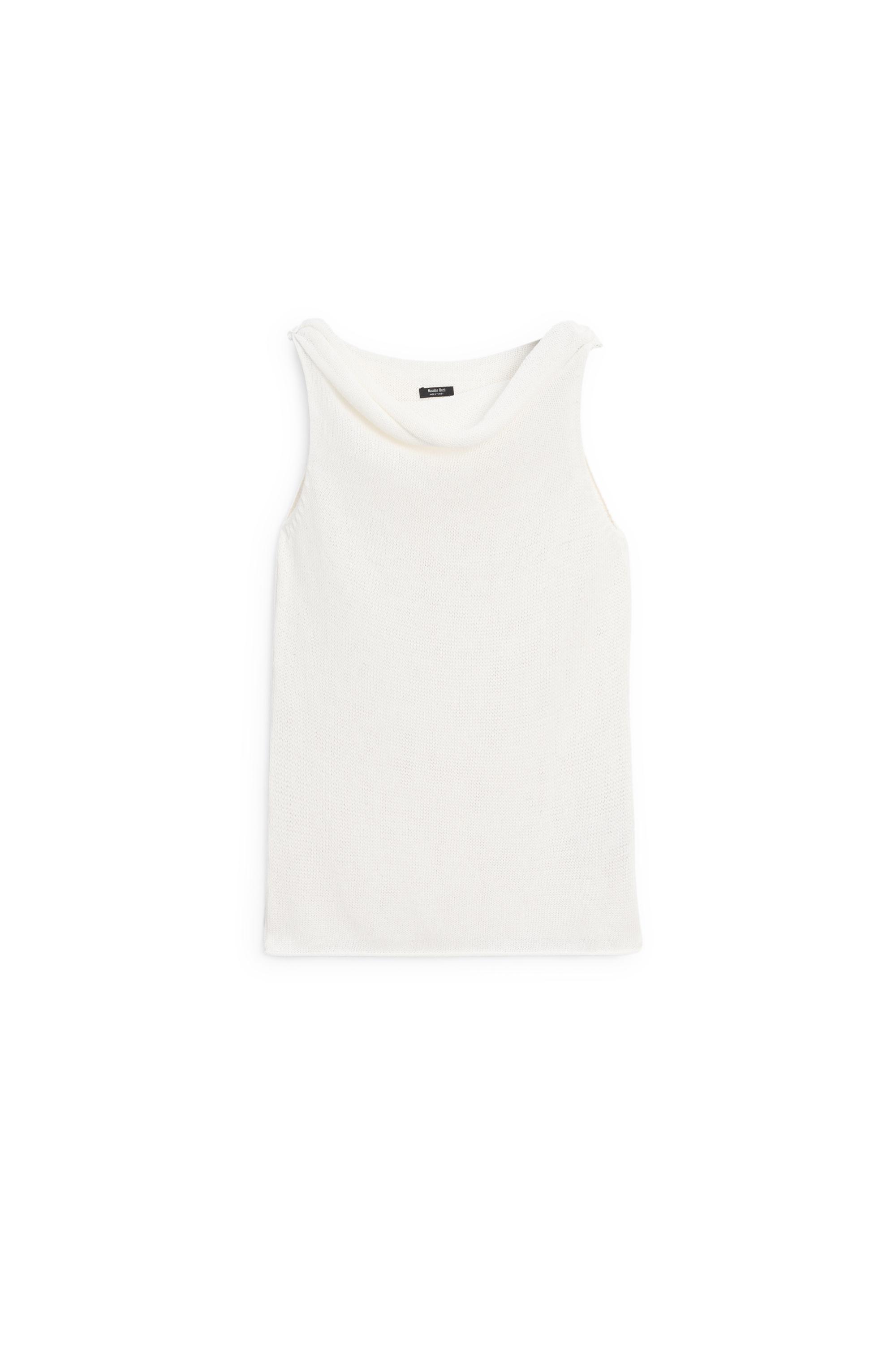 Ribbed knit bandeau top — CREAM