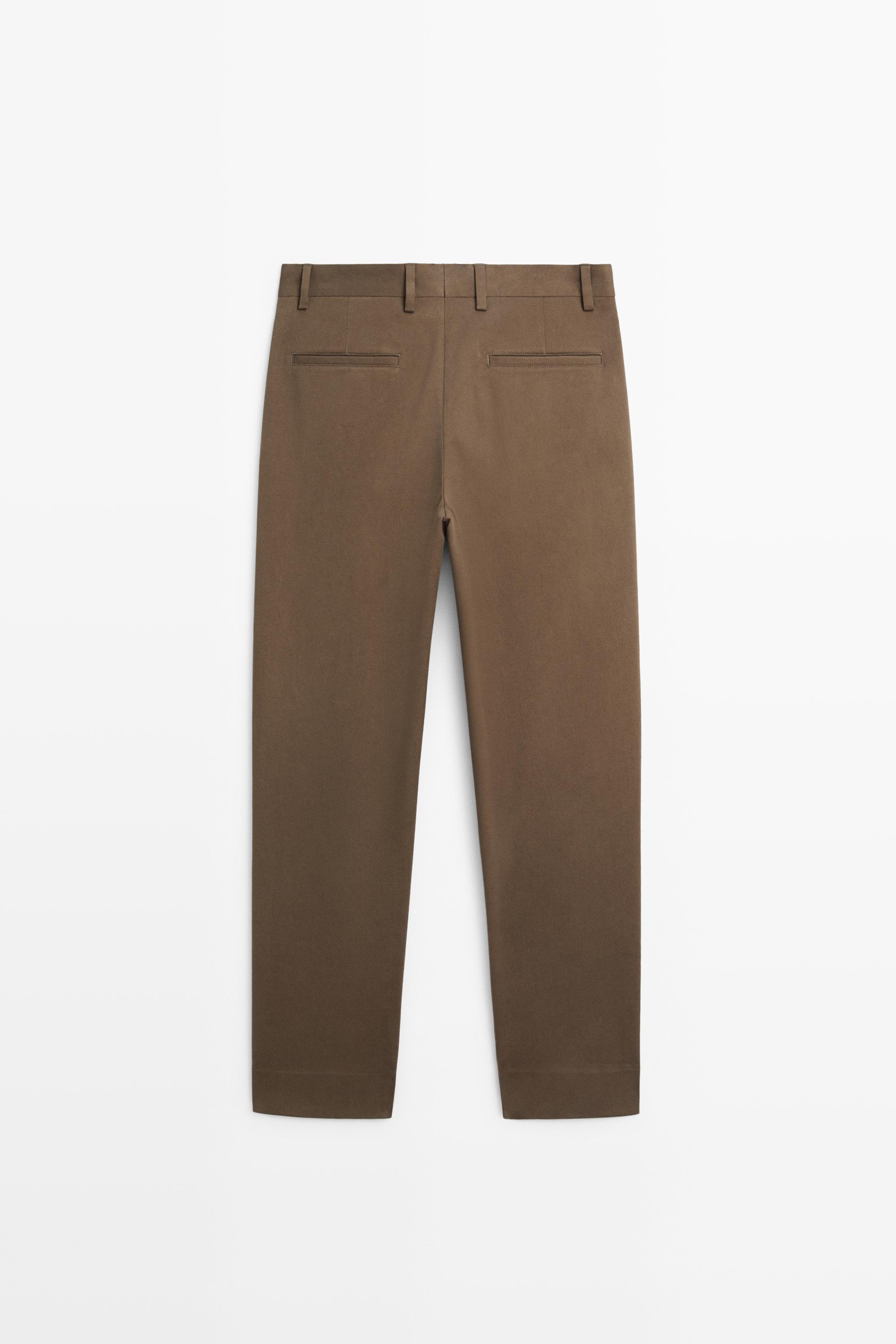 Cotton blend darted pants — MEDIUM CAMEL