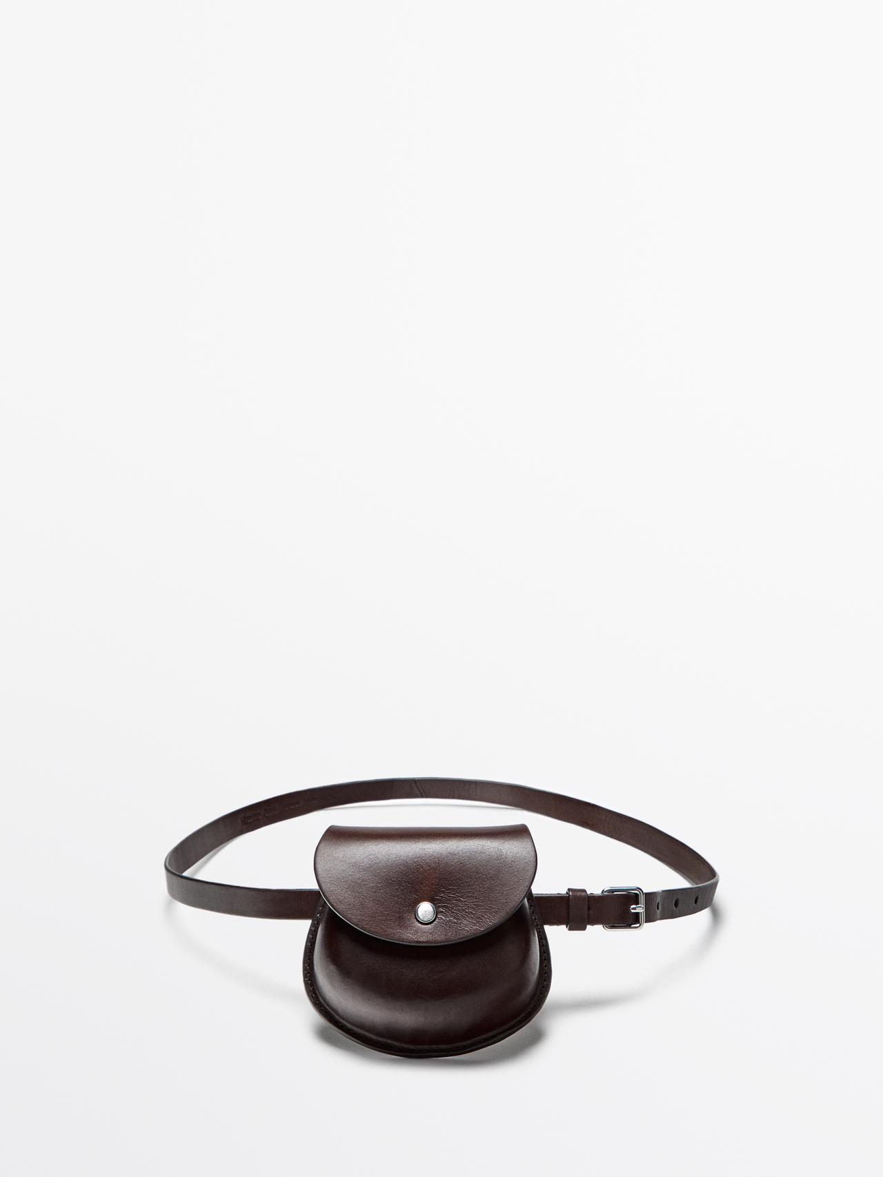 Massimo Dutti - Dame - Bælte Med Pung I Nappaskind - Brun - 01