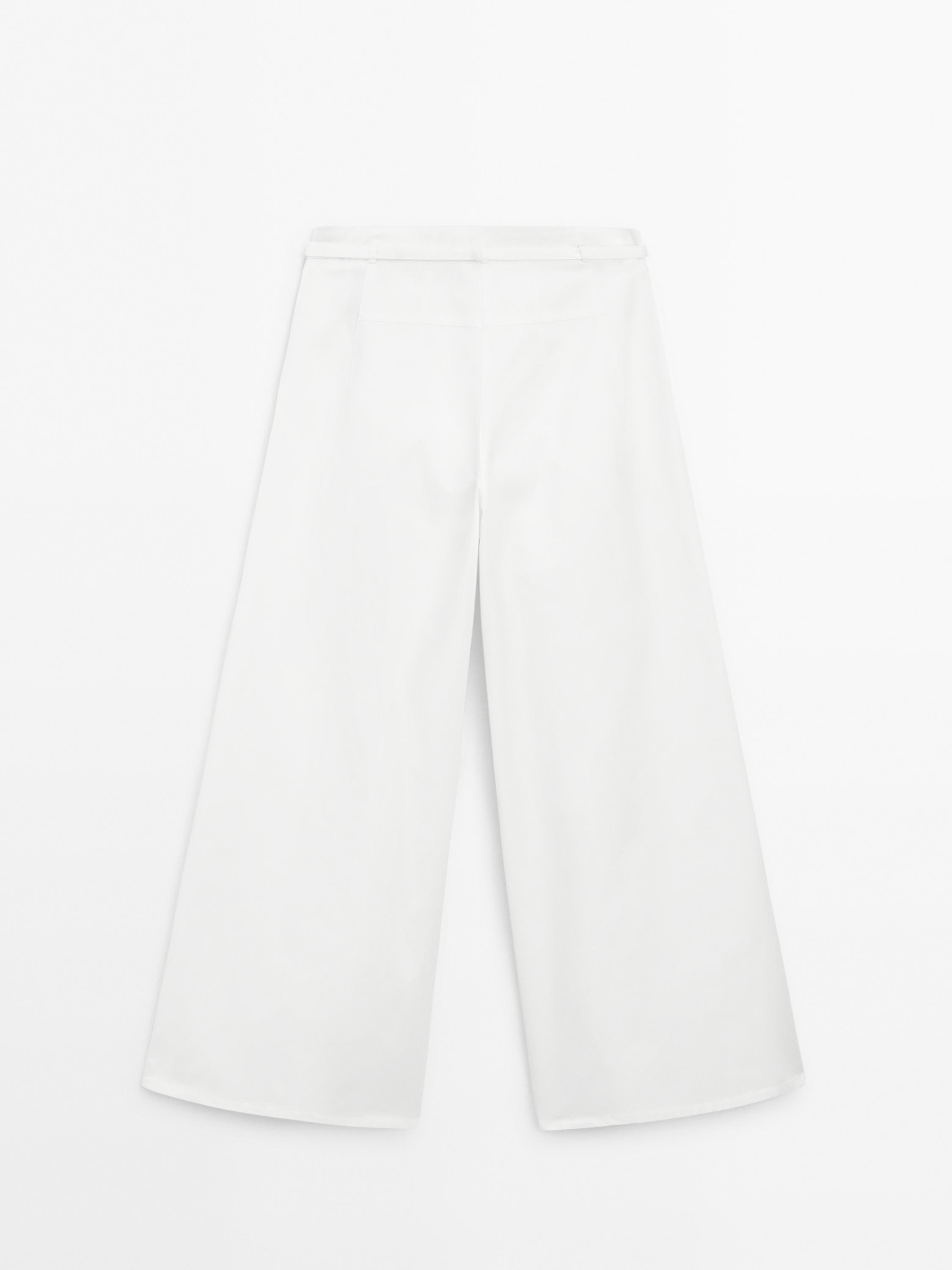 Cotton blend palazzo trousers