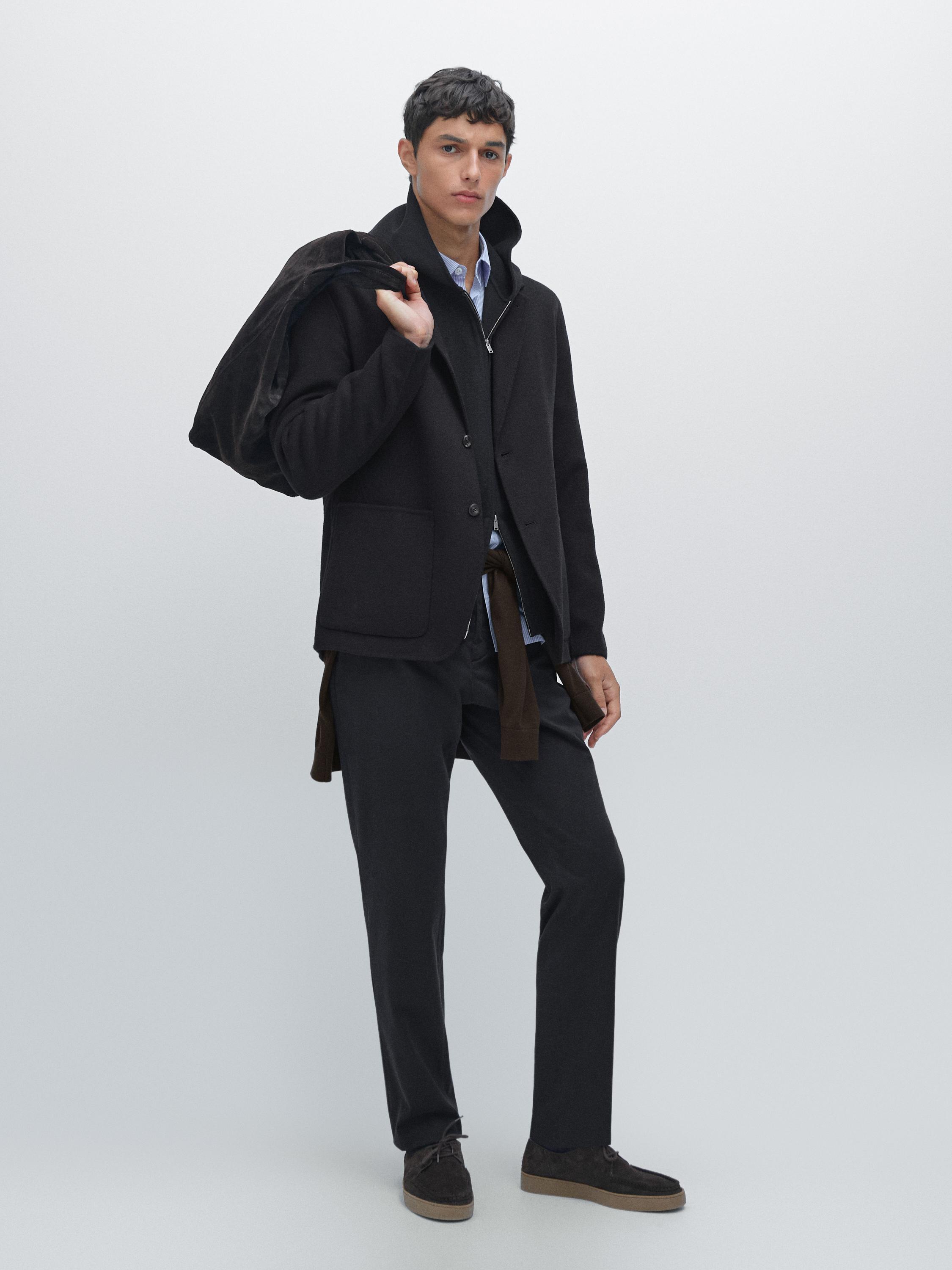 Slim fit textured trousers