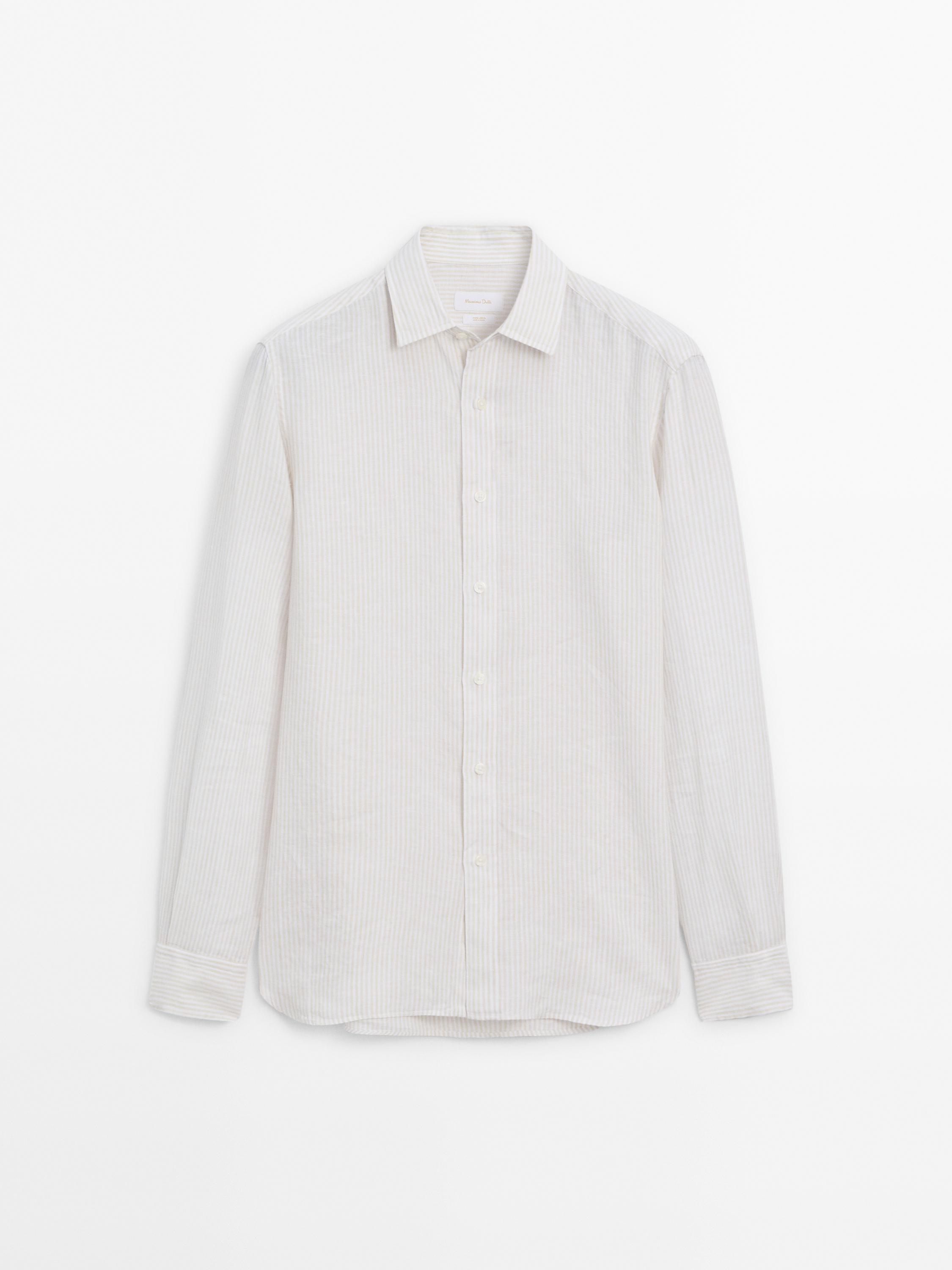 100% linen striped shirt
