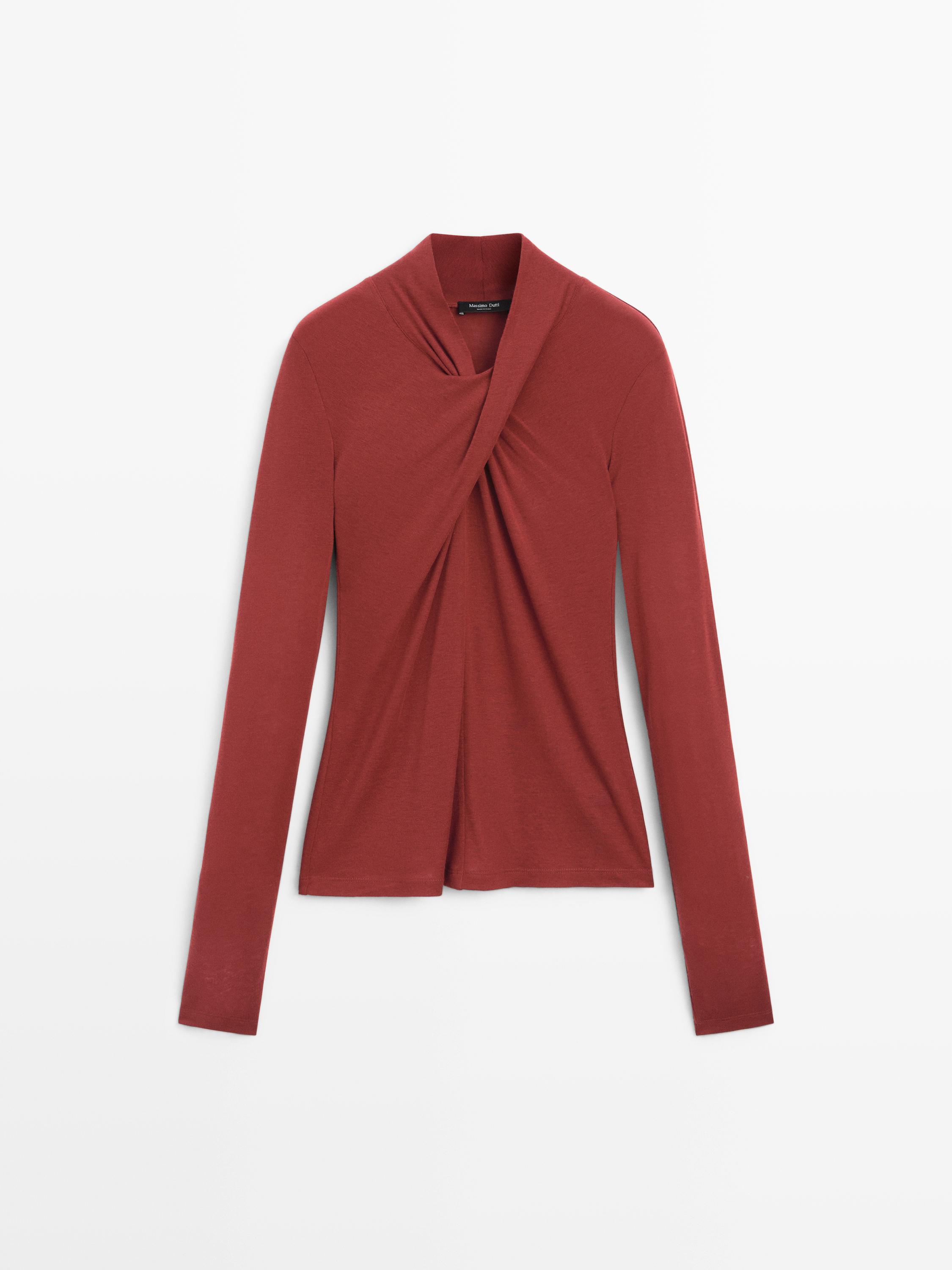 Lyocell and wool crossover top