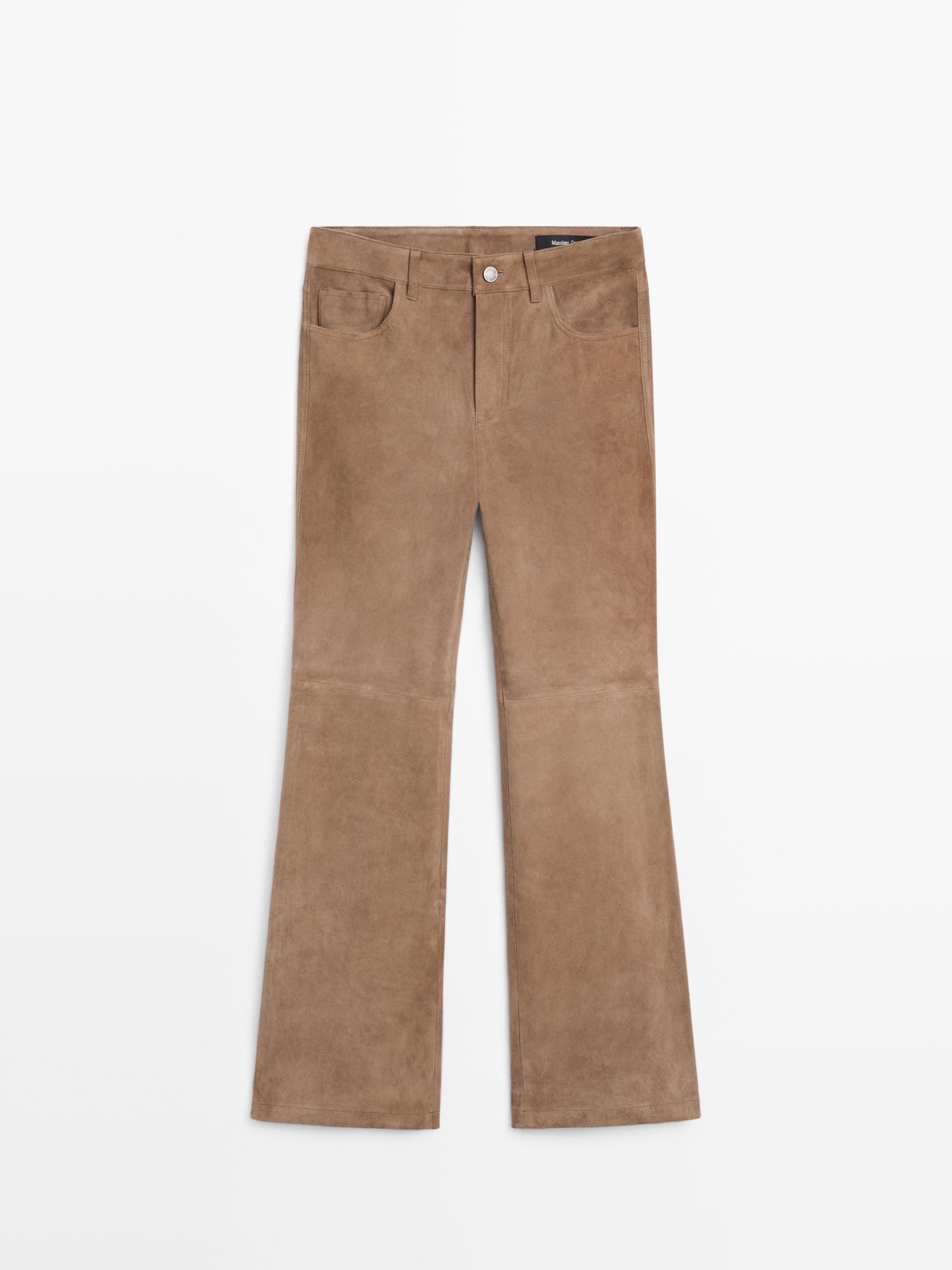 Süet deri ispanyol paça tayt