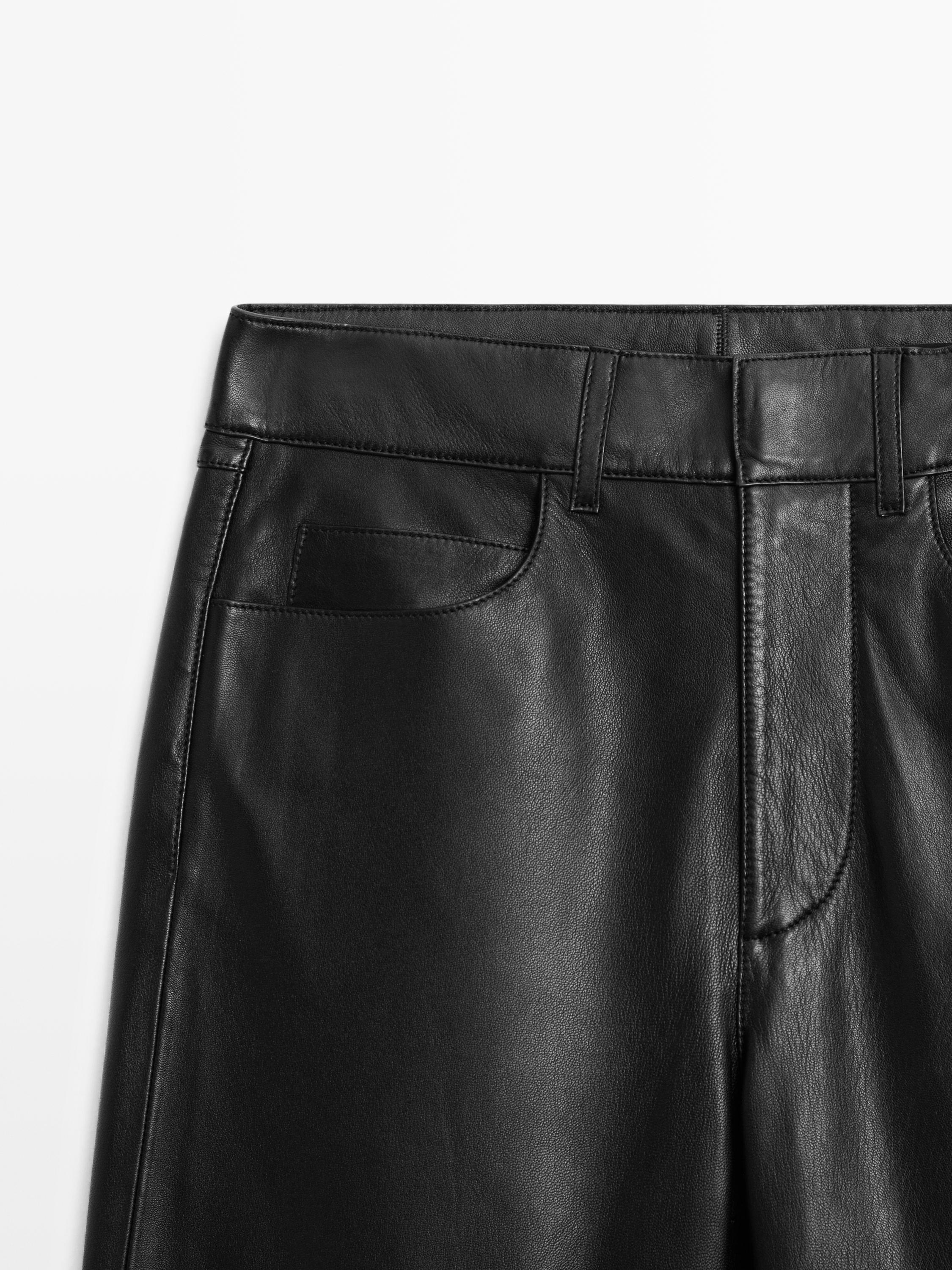 Nappa leather five-pocket trousers