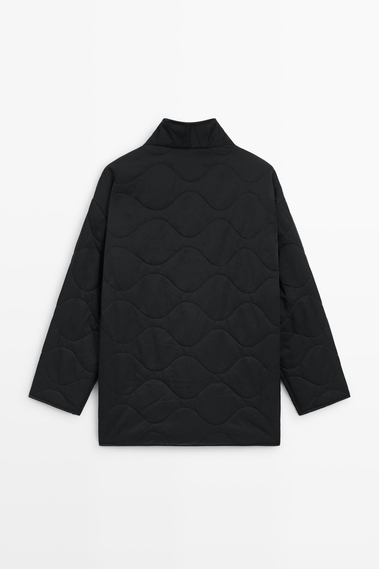 Lightweight quilted jacket with stand collar — BLACK