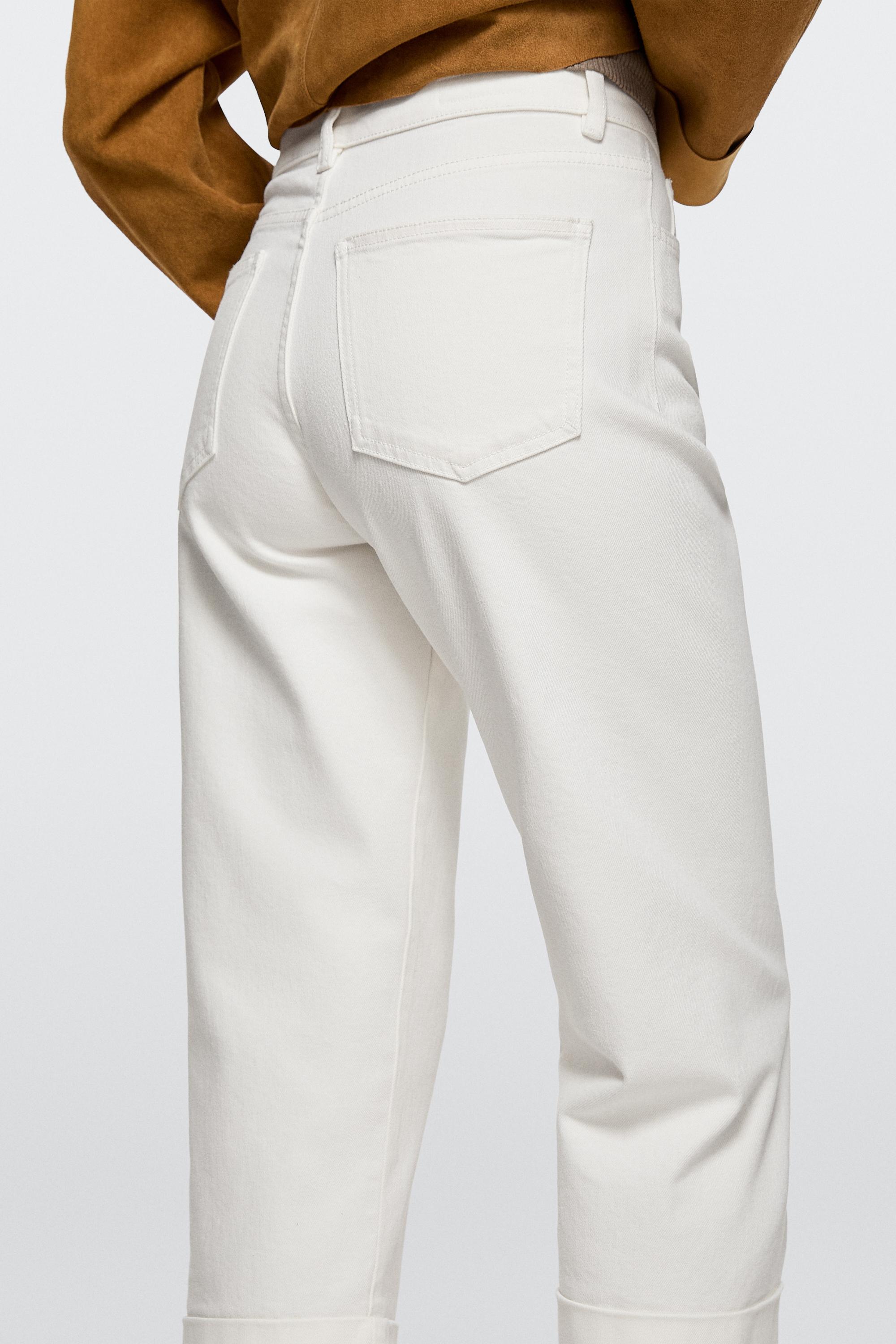 Mid-rise capri jeans with turn-up hems — Off white