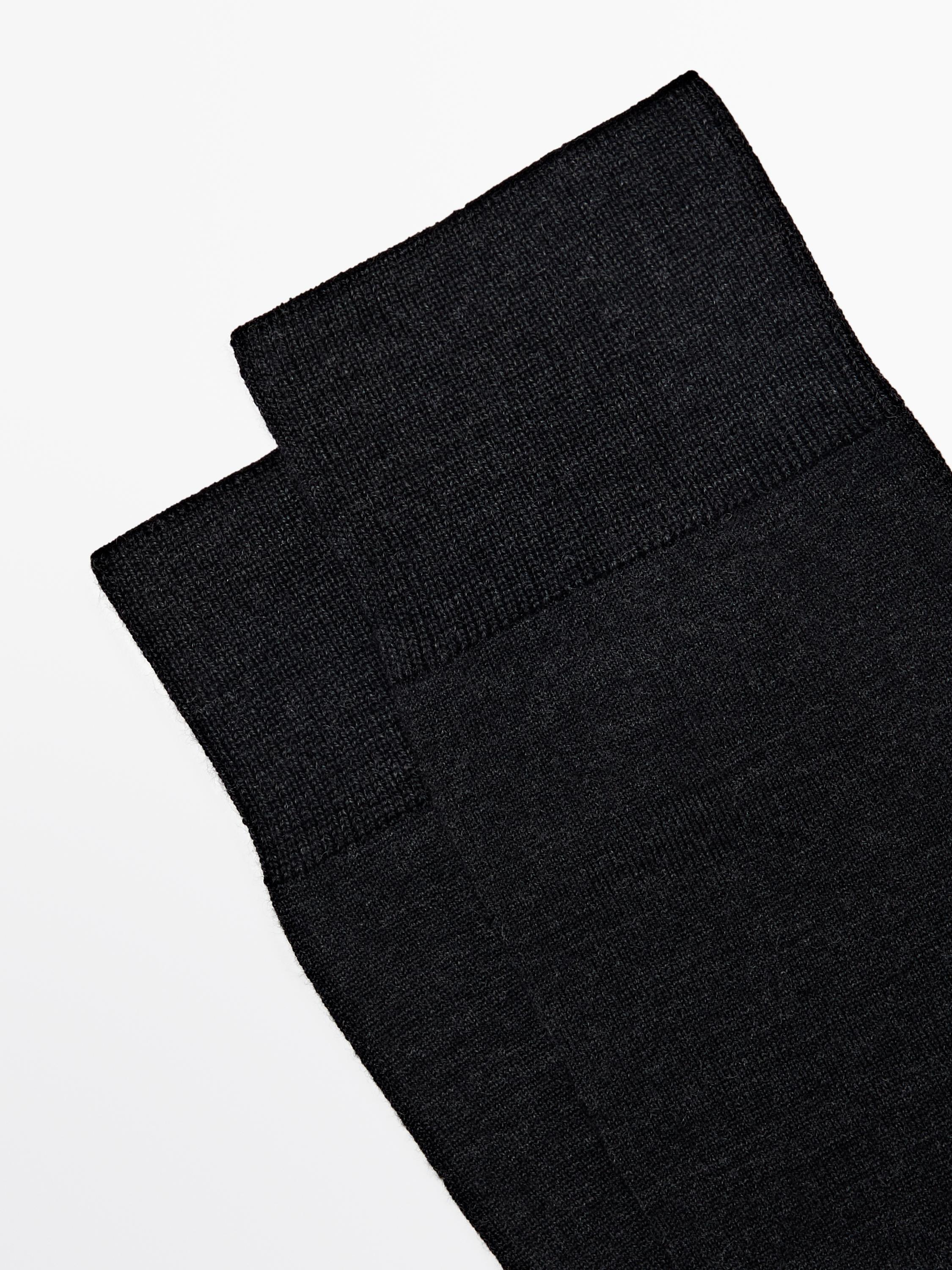 Plain wool blend knit socks