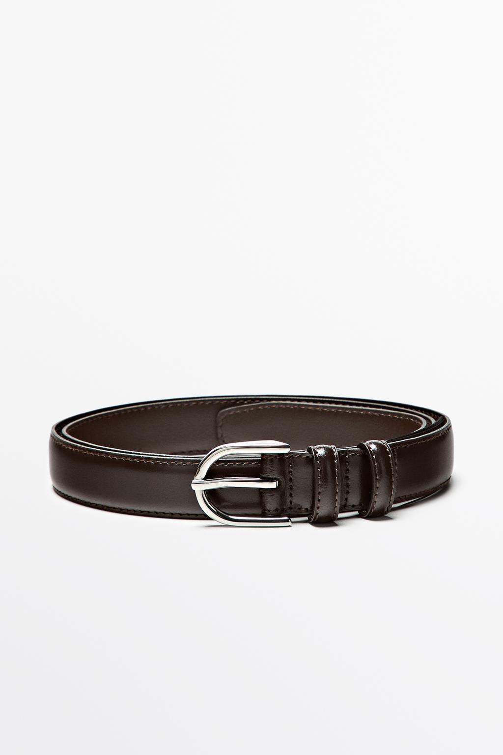 Massimo Dutti Nappa dəri ikiqat halqalı libas kəməri