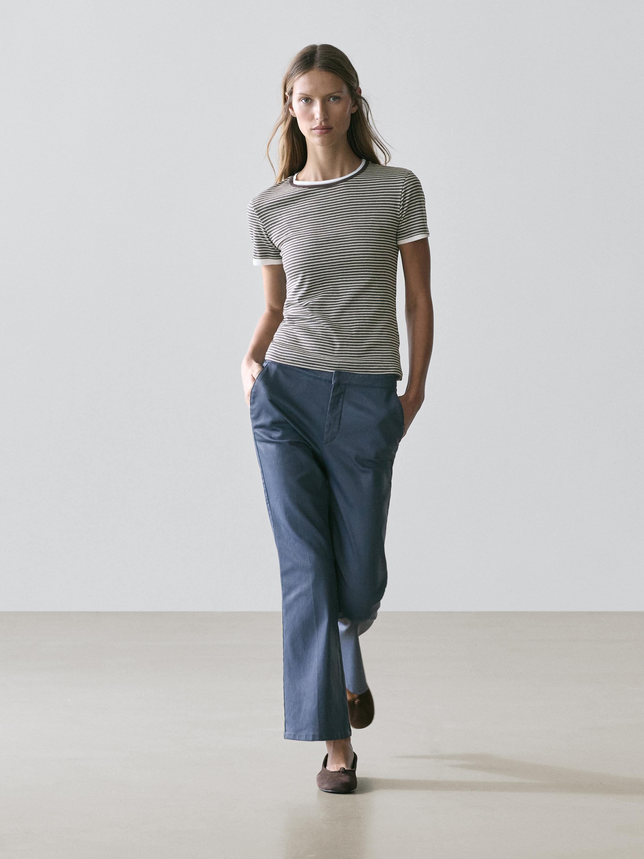 Waxed flared cropped pants — BLUISH