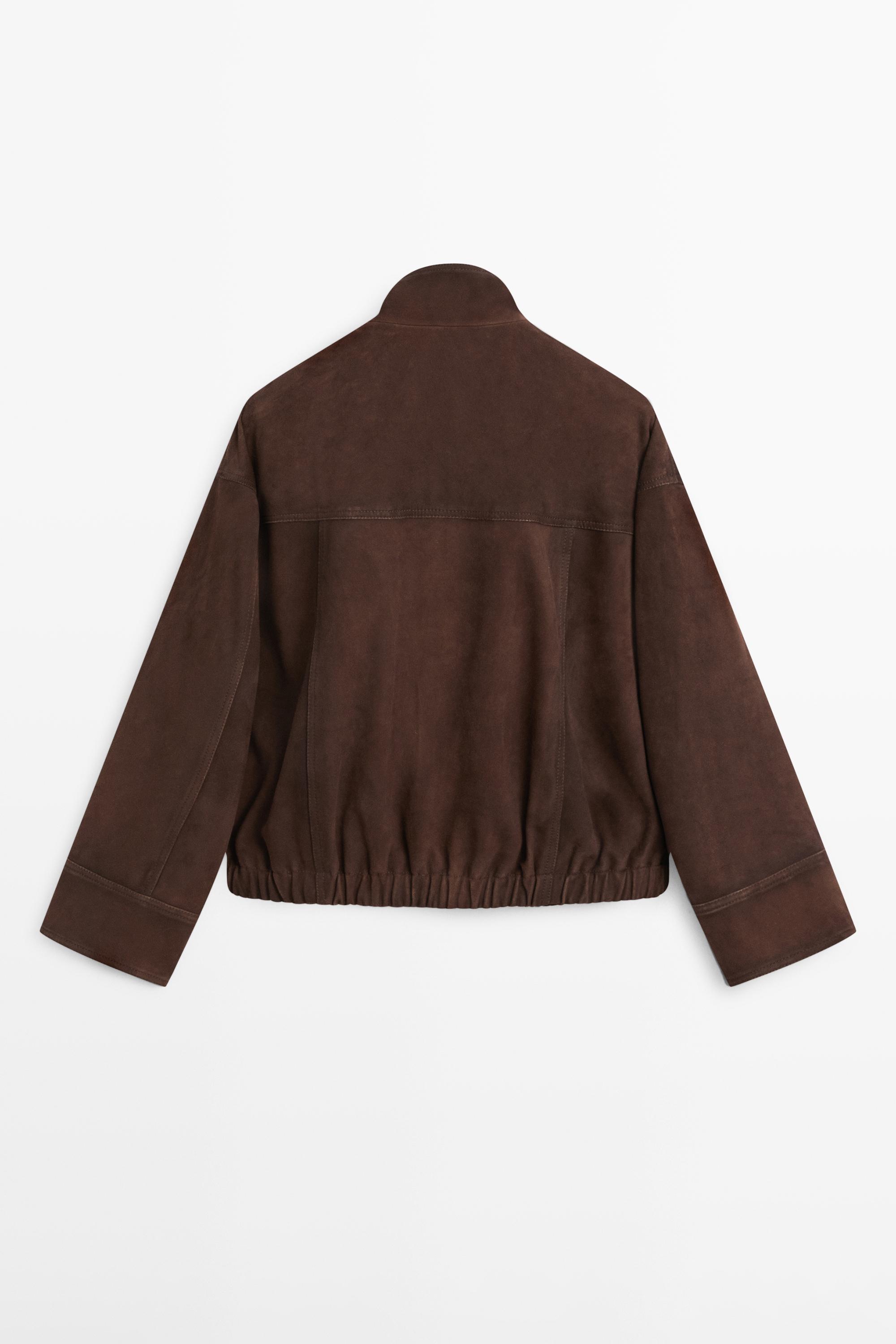 Suede leather bomber jacket
