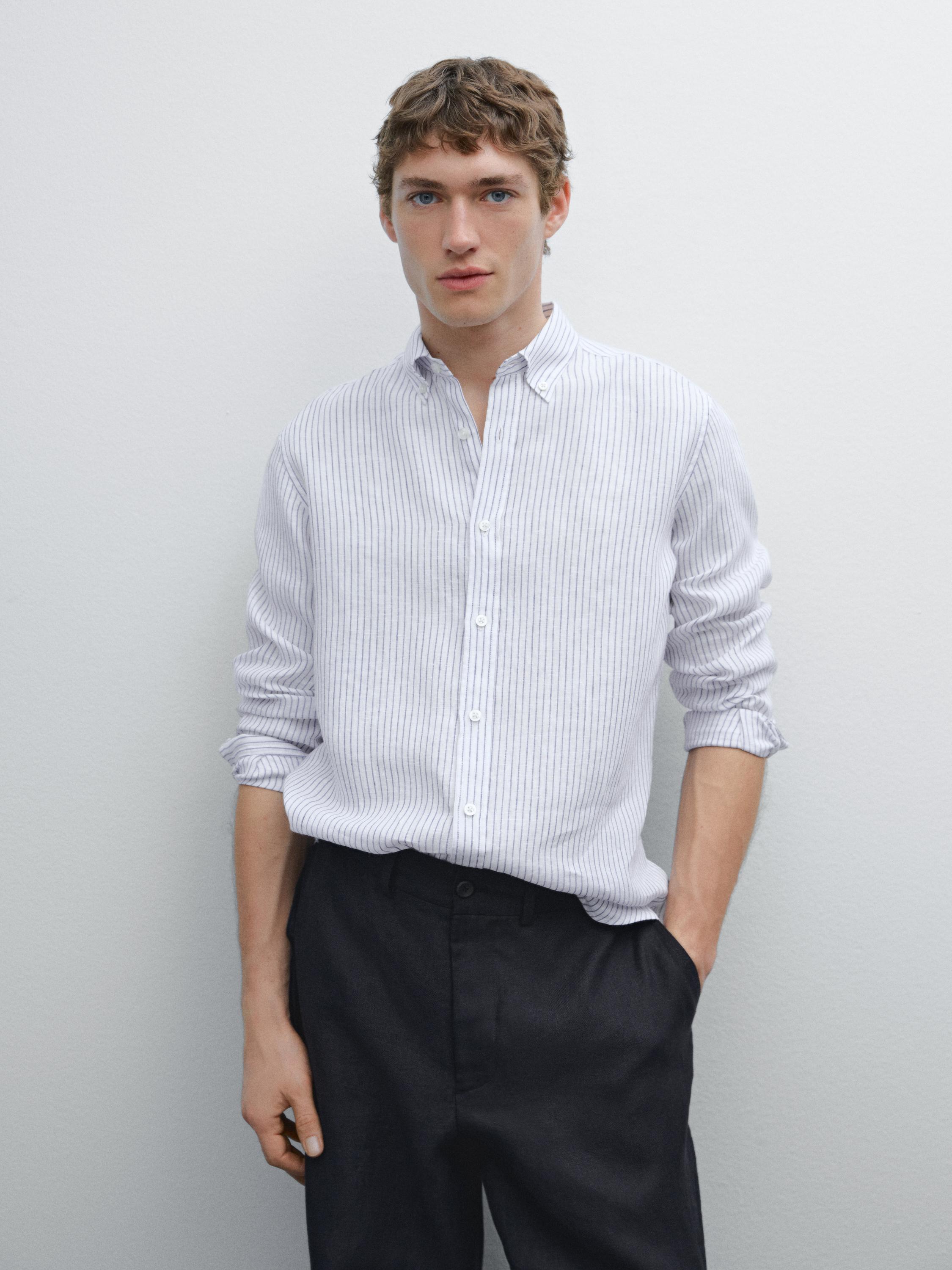 100% linen slim fit shirt